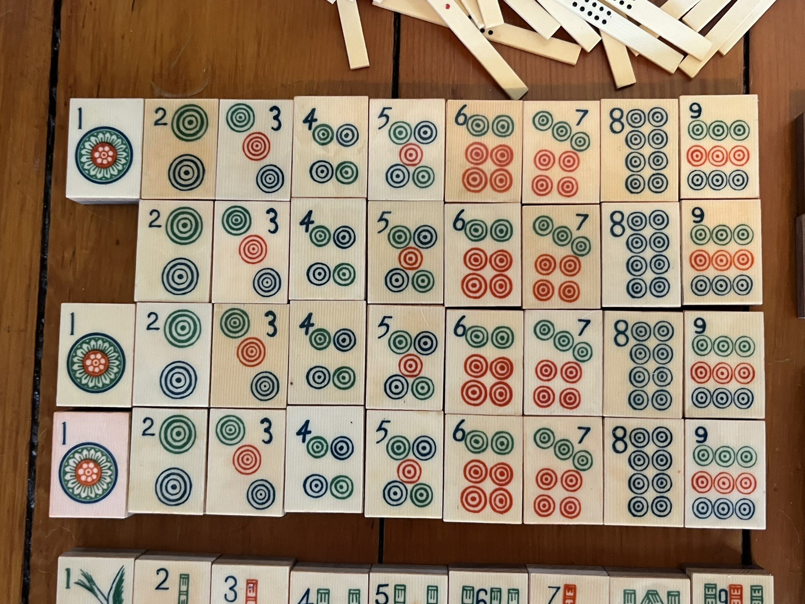 Vtg 1920s French Ivory Pyralin Mahjong Set original Box 142 tiles two-layer wood