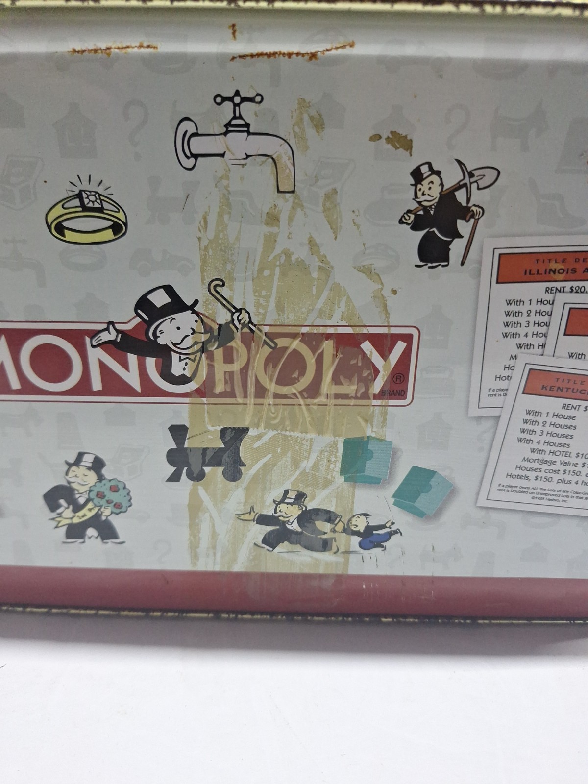1998 Extremely RARE Hasbro Monopoly Popcorn Tin Toy Chest Vintage 13x9x7 1/2″