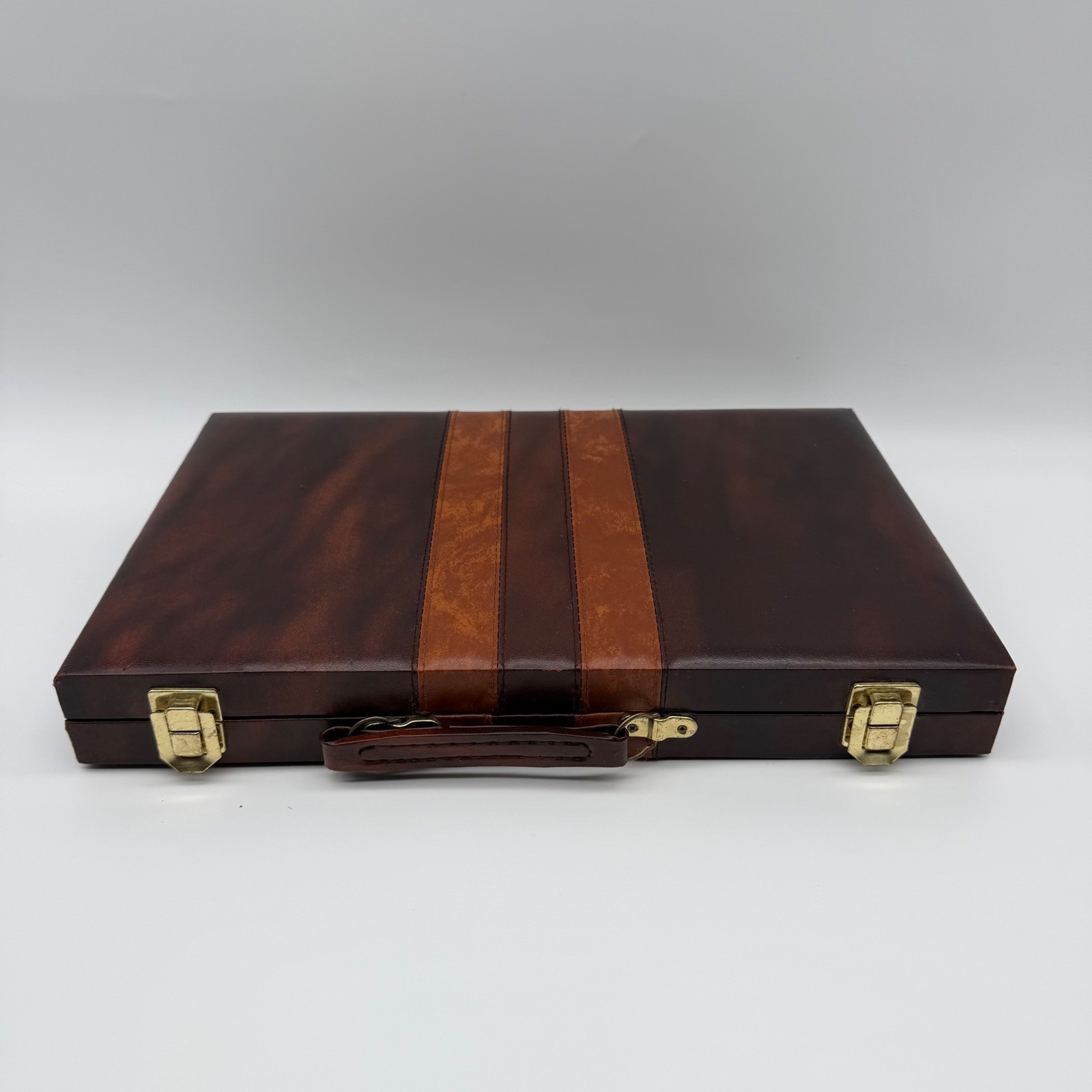 Backgammon Game Leather Briefcase Set 14.5″x9.5″ Complete