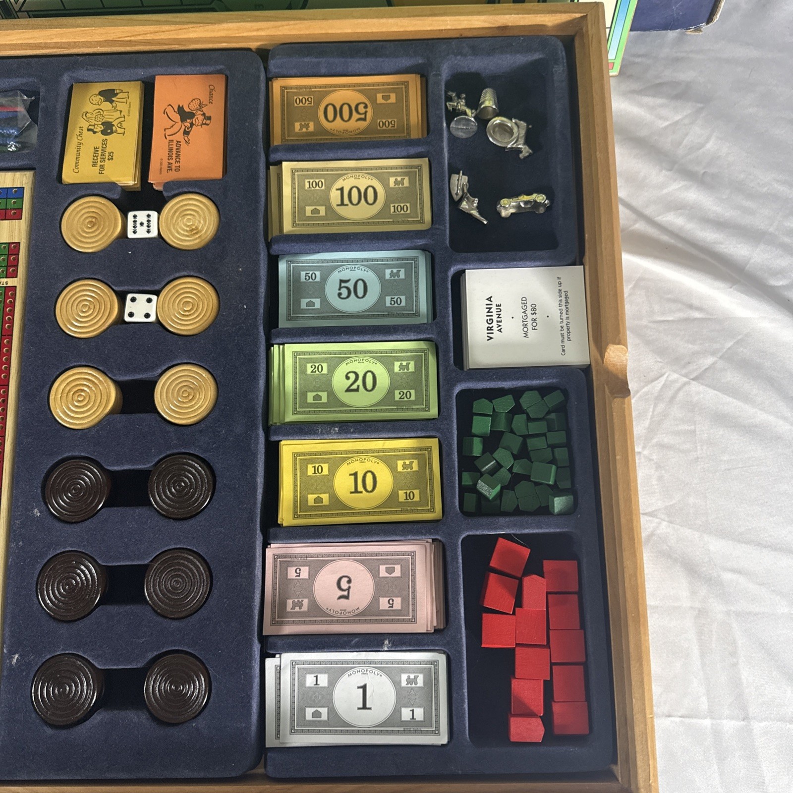 MONOPOLY SORRY Plus 6 Classic Games Tabletop Solid Wood Cabinet – Incomplete