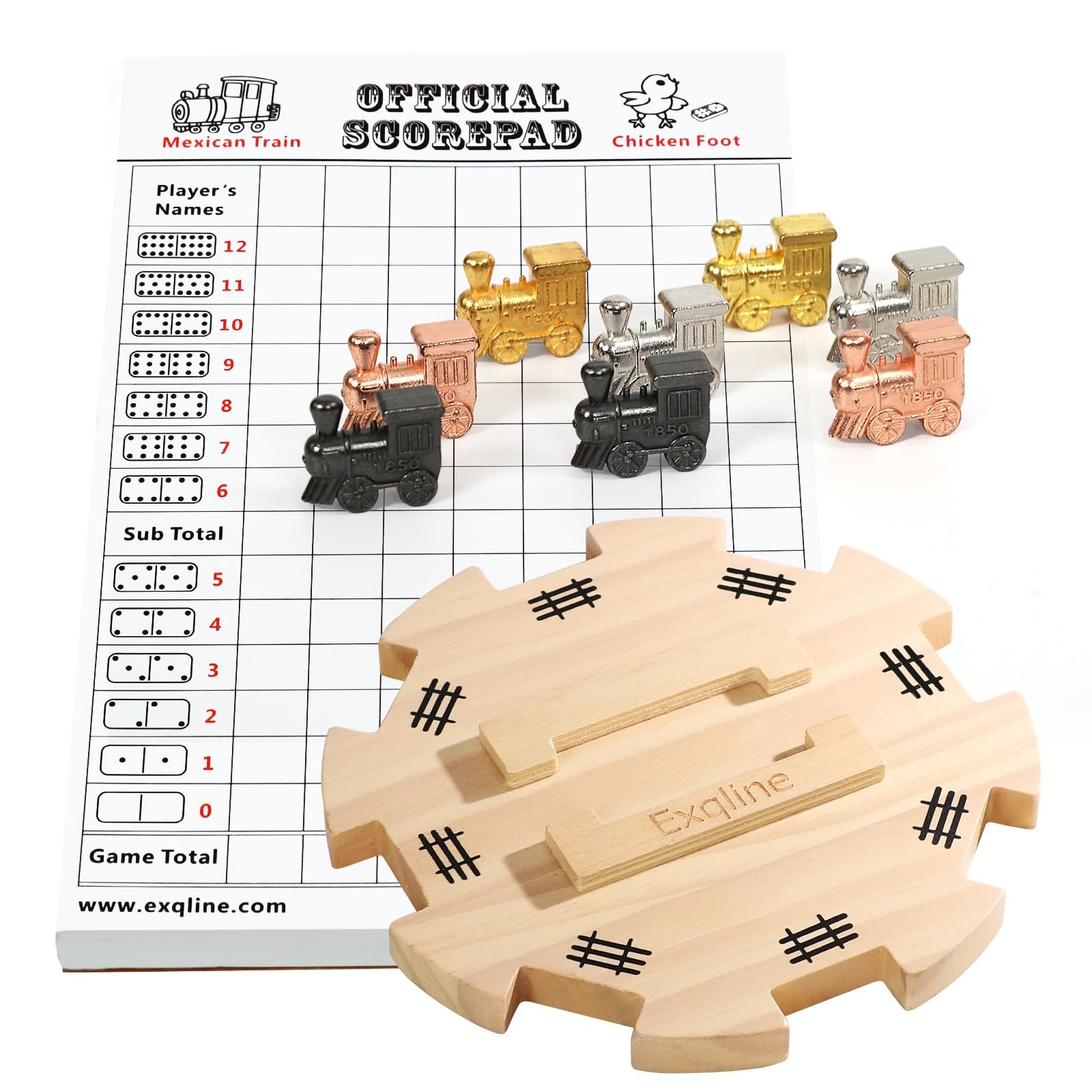 Exqline Mexican Train Dominoes Accessories 6.8 x 8.8 x 1.5 inches, White Set