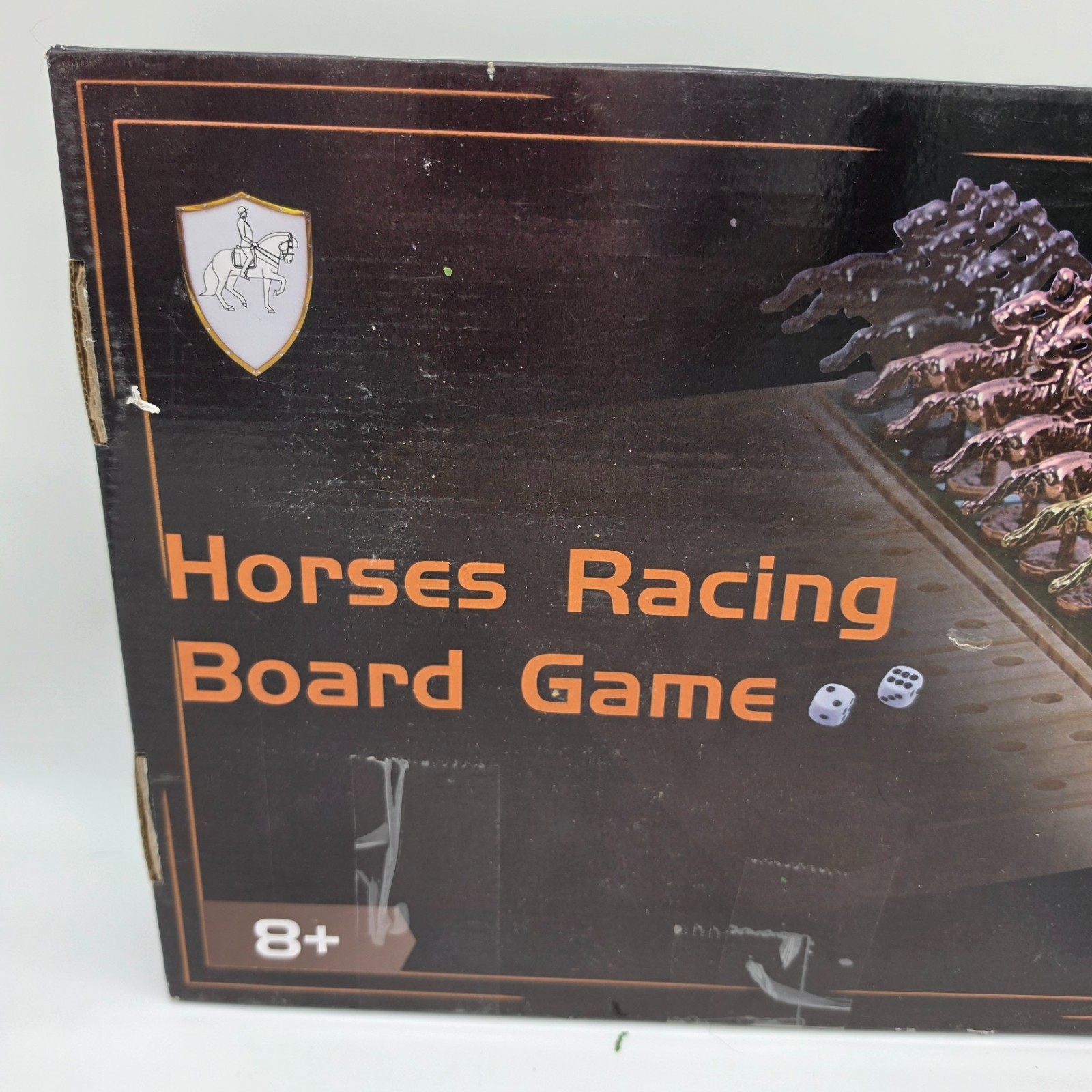 Horse Racing Board Game 11 Metal Horses Wooden Track Dice Cards Complete Openbox