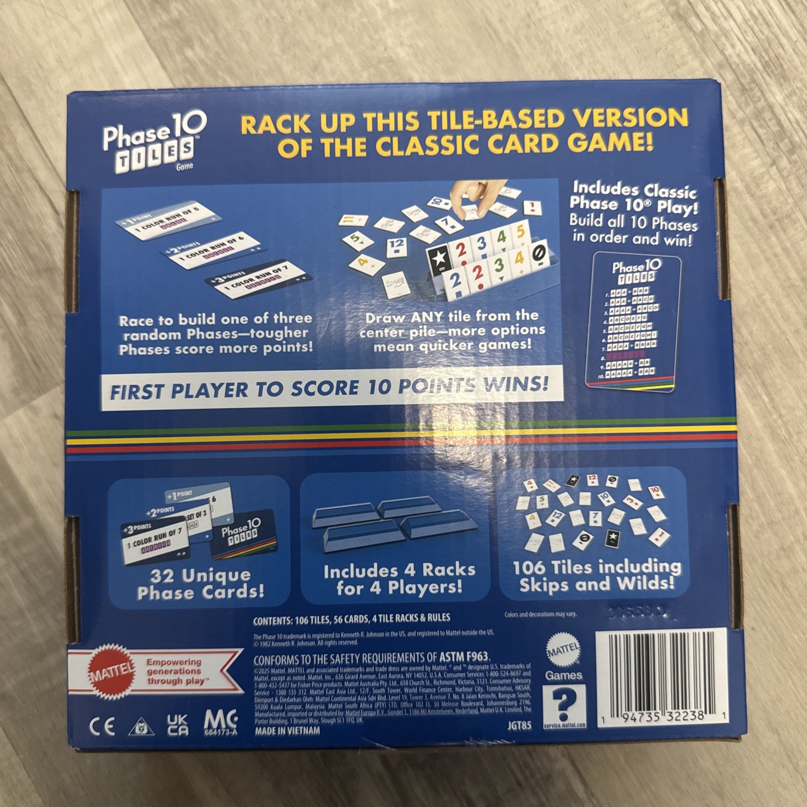 Phase 10 Tiles Game – Quick Rummy Play for 2-4 Players with Unique Phases