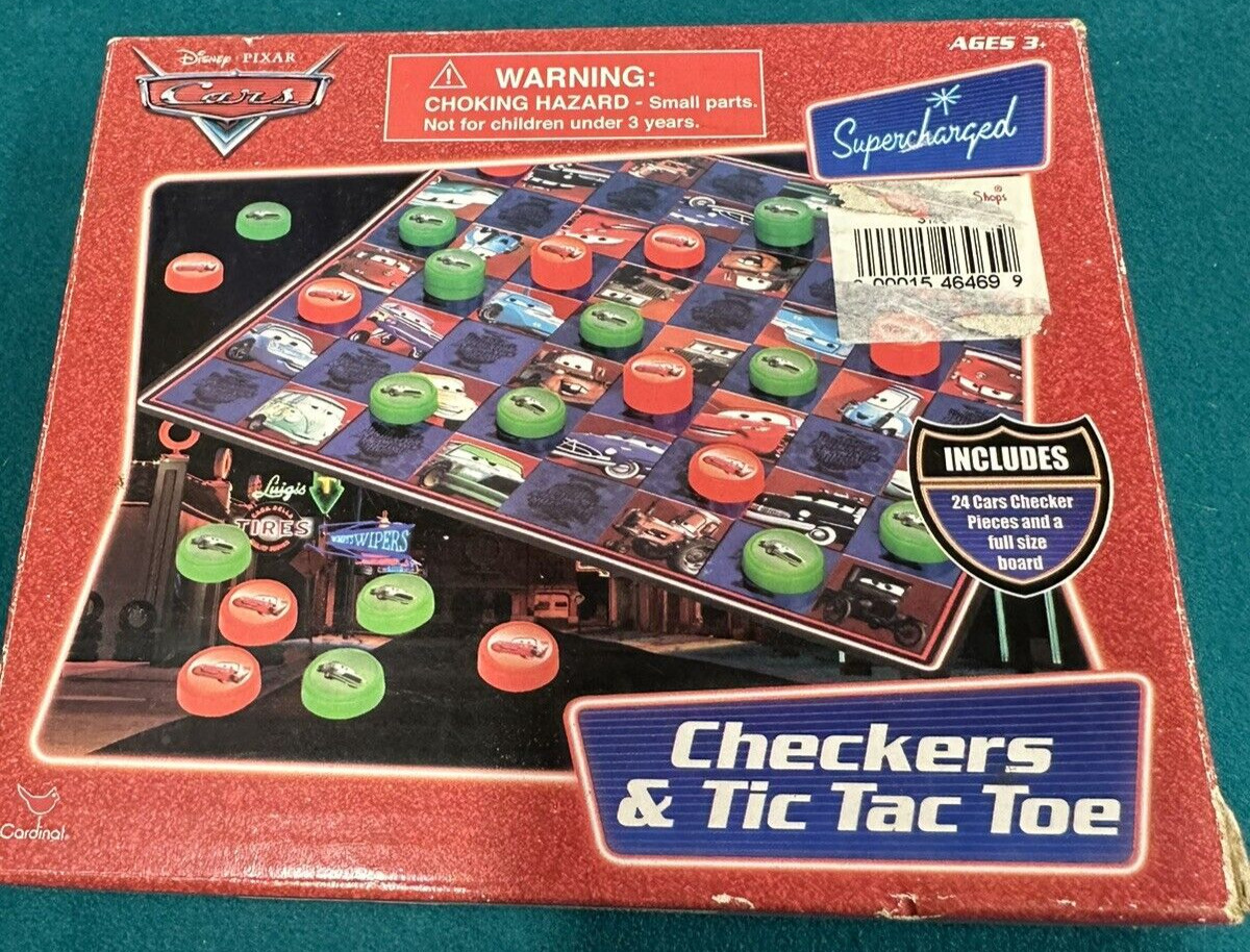 Disney PIXAR Cars Checkers & Tic Tac Toe Board Game