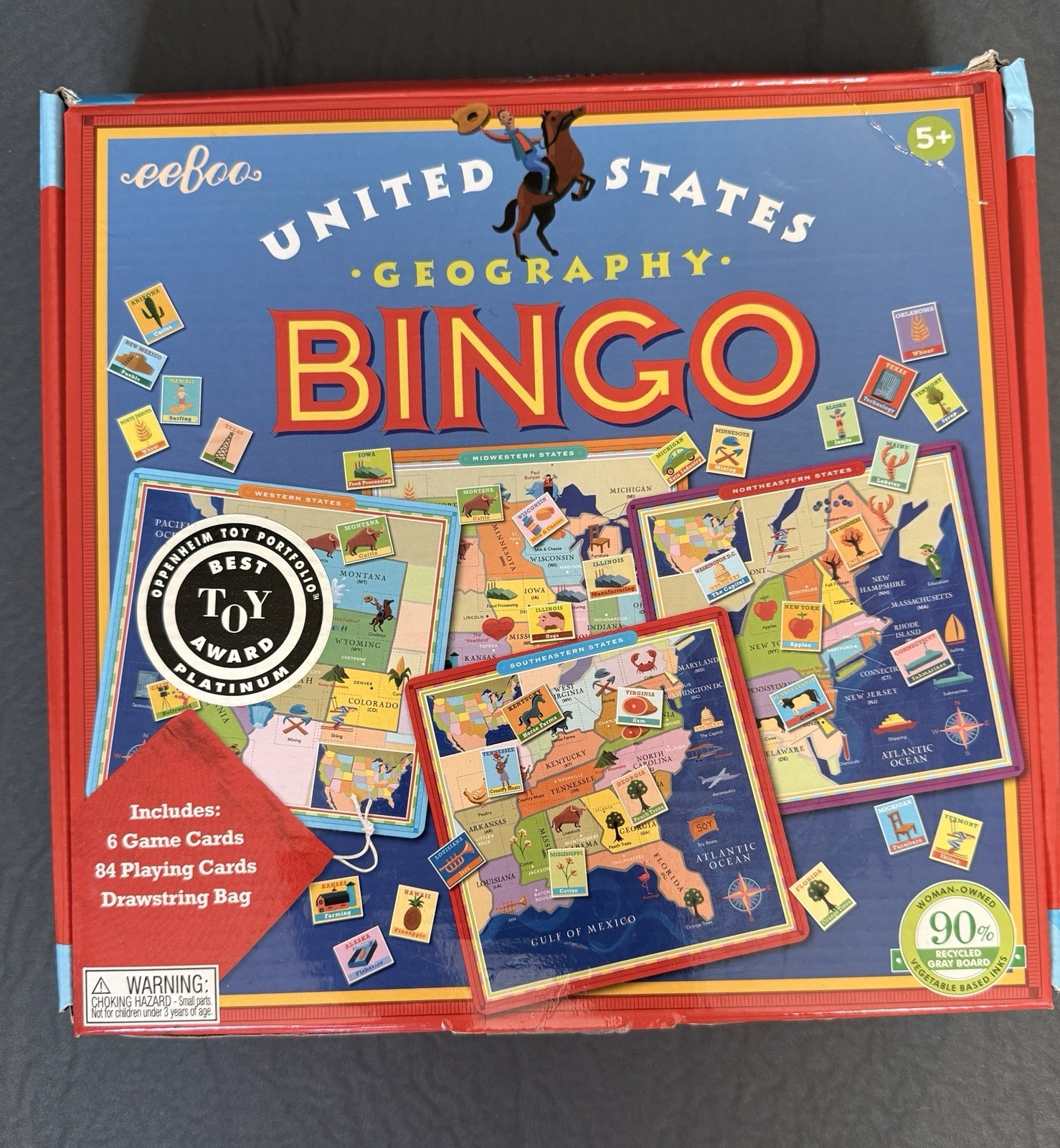 United States Geography Bingo Board Game Age 5+