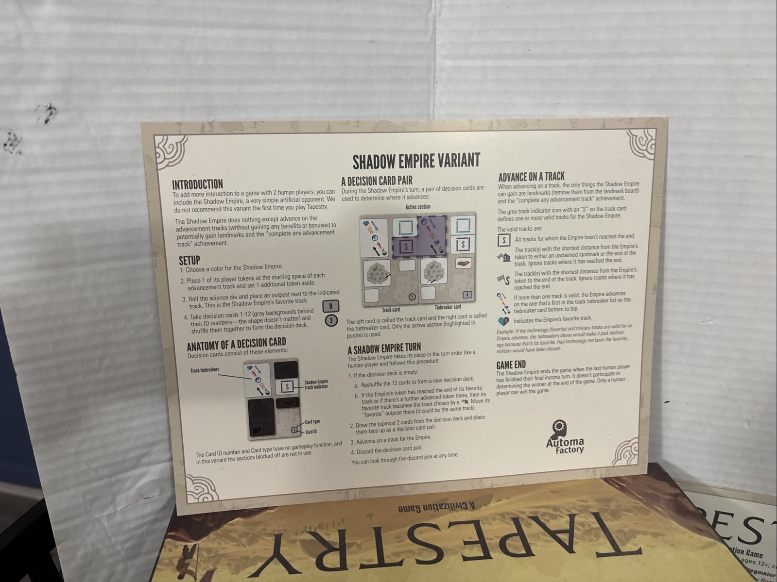Tapestry: A Civilization Game – Stonemaier Games–Complete–Excellent Condition