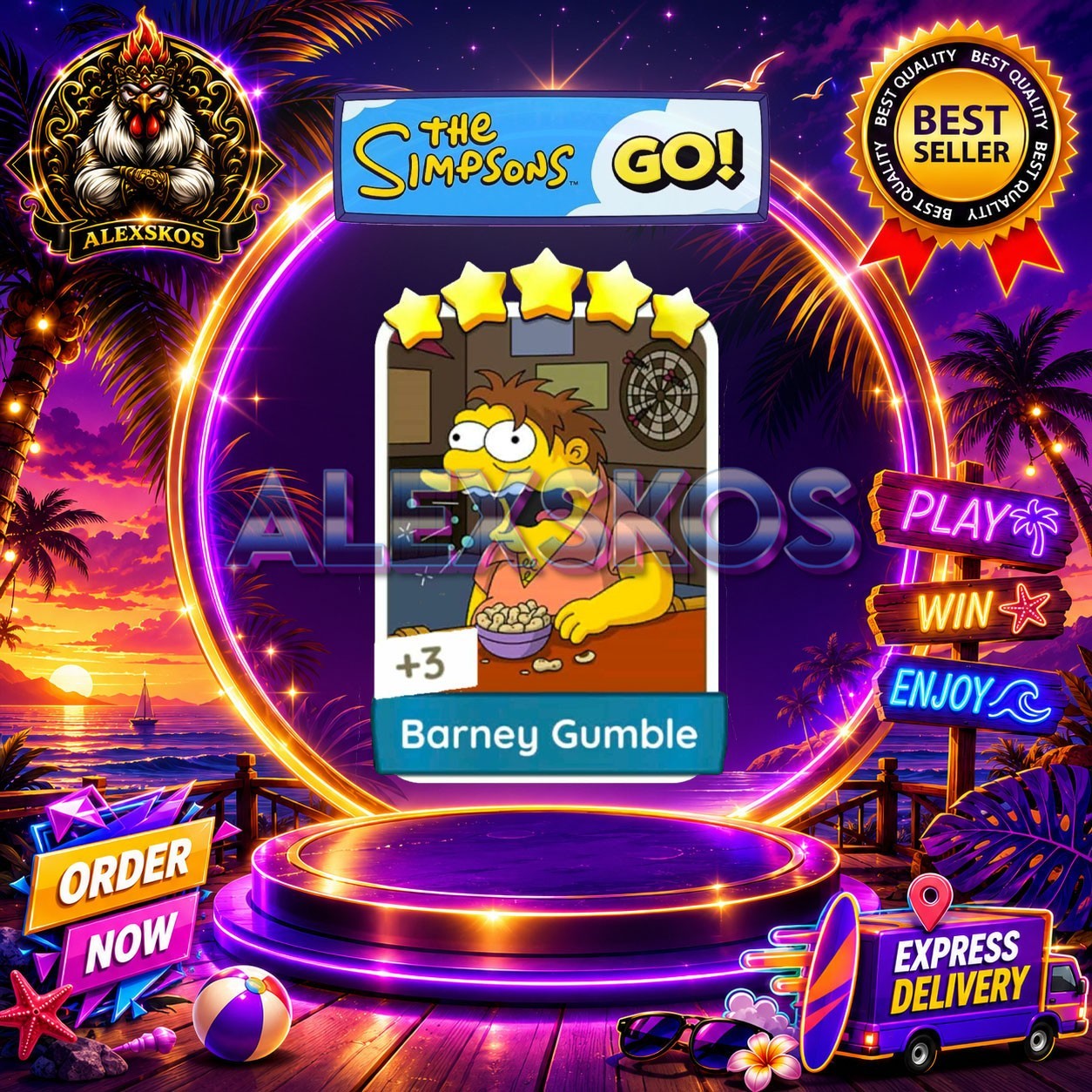 Barney Gumble ⭐Monopoly Go Sticker MOGO The Simpsons Go! Stickers 🌟FastDelivery
