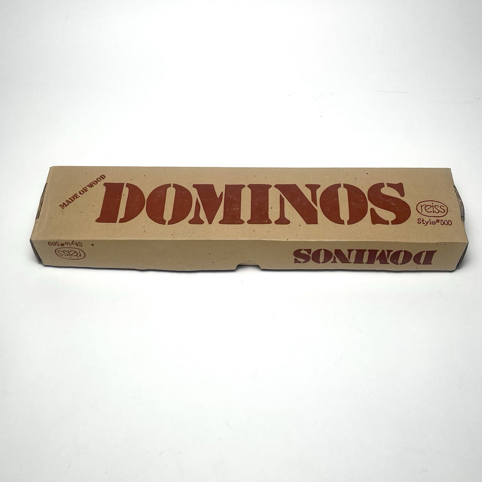 Vintage Reiss Wooden Jumbo Dominoes Game Set Unique 4” x 2” Pieces w/ Metal Rod