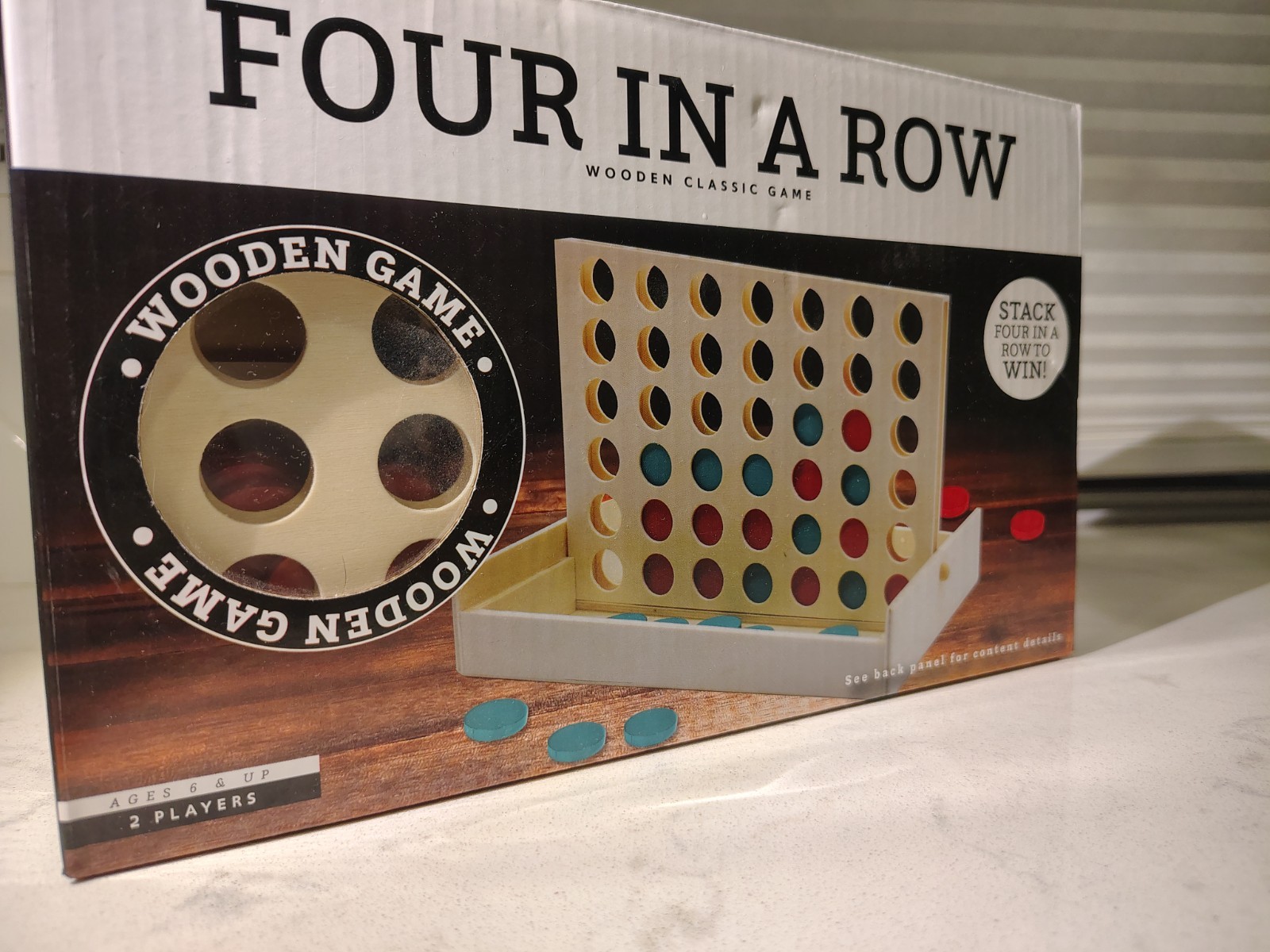 Four in a Row Wooden Classic Game Connect 4 Style Family Fun New Small Set