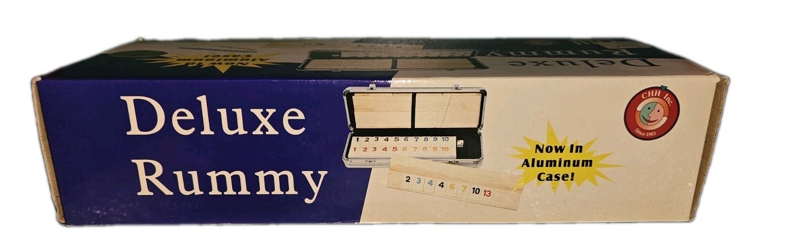 CHH Games Deluxe Rummy Tile Game Aluminum Case Wooden Racks NEW Complete 5017AL