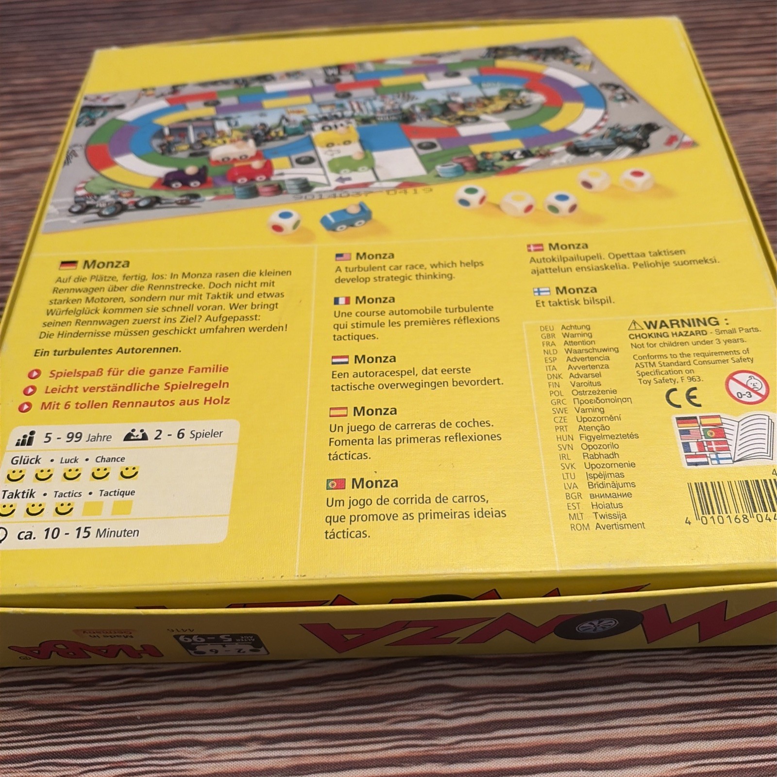 Monza Childrens Board Game HABA Car Race Complete Hole In Box