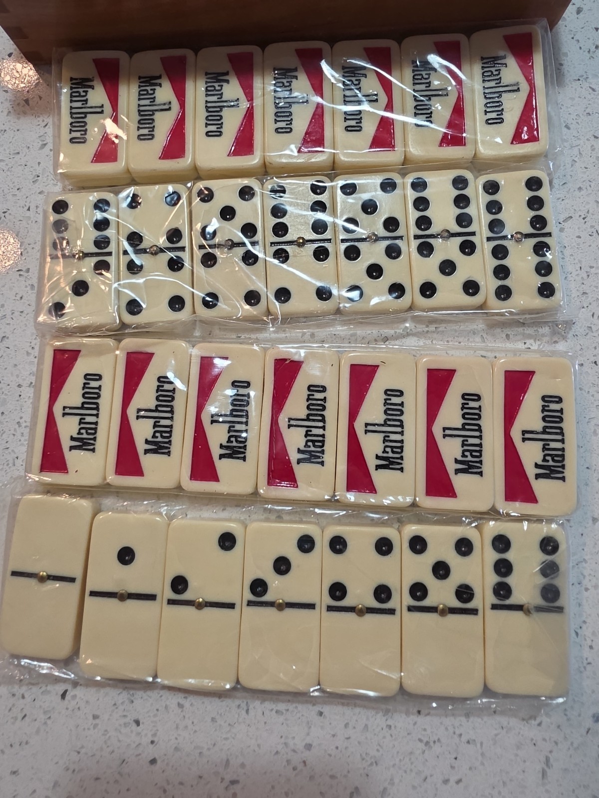 Vintage Marlboro Branded Double Six Dominos 28 Tile Set Sealed W/Box Mint