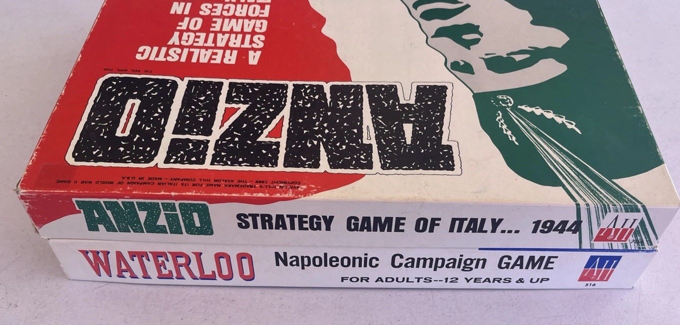 VTG Lot of Avalon Hill Anzio Italy 1969 & Waterloo Napoleonic Campaign Game 1962