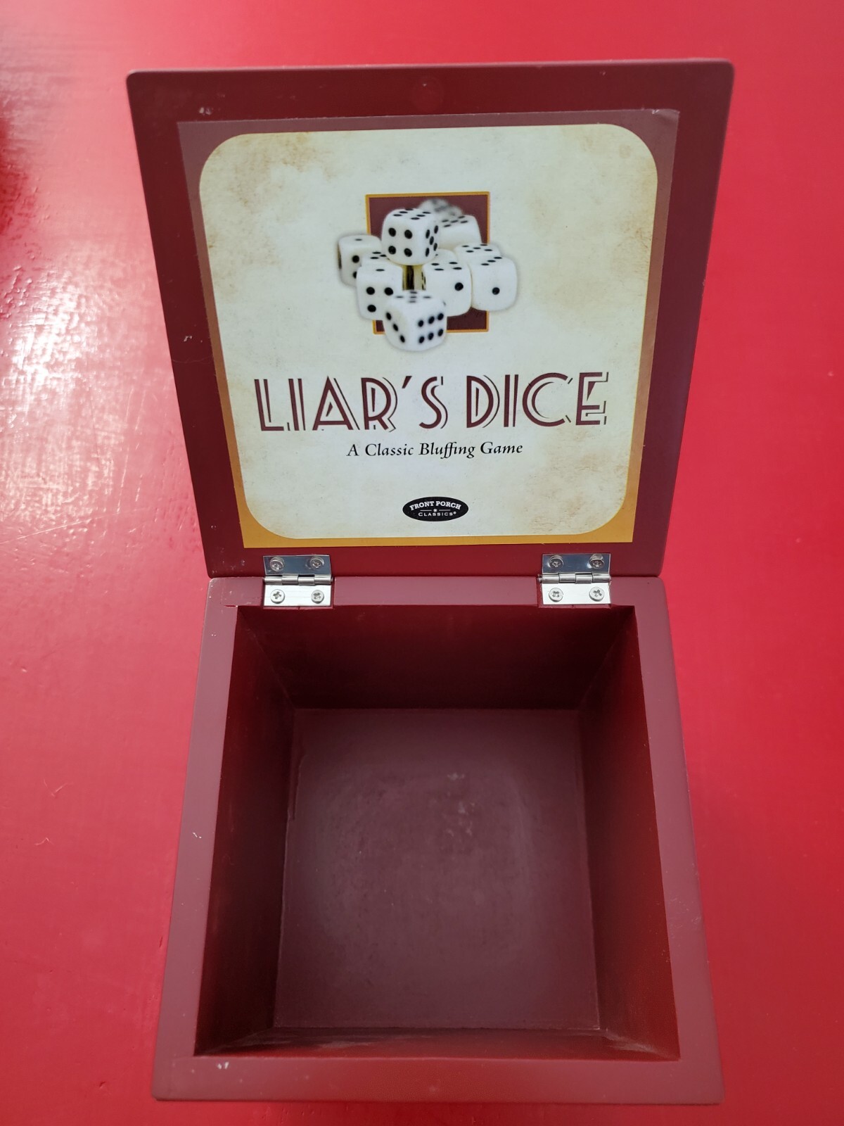 Front Porch Classics ~ LIAR’S DICE, A Classic Bluffing Game In Wood Box Complete