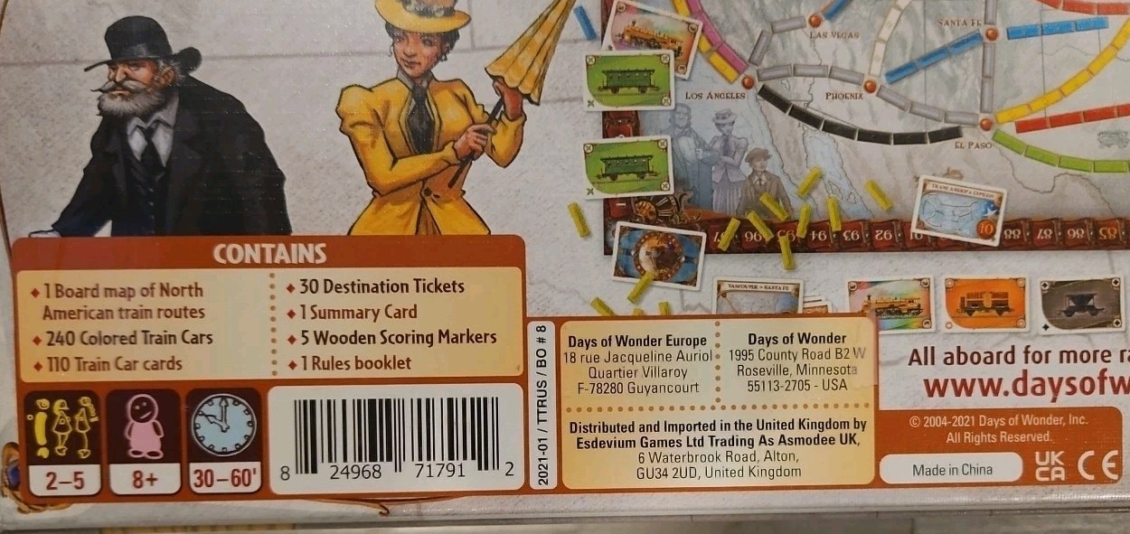Ticket To Ride 15th Anniversary Edition Special Edition Days Of Wonder (Sealed)