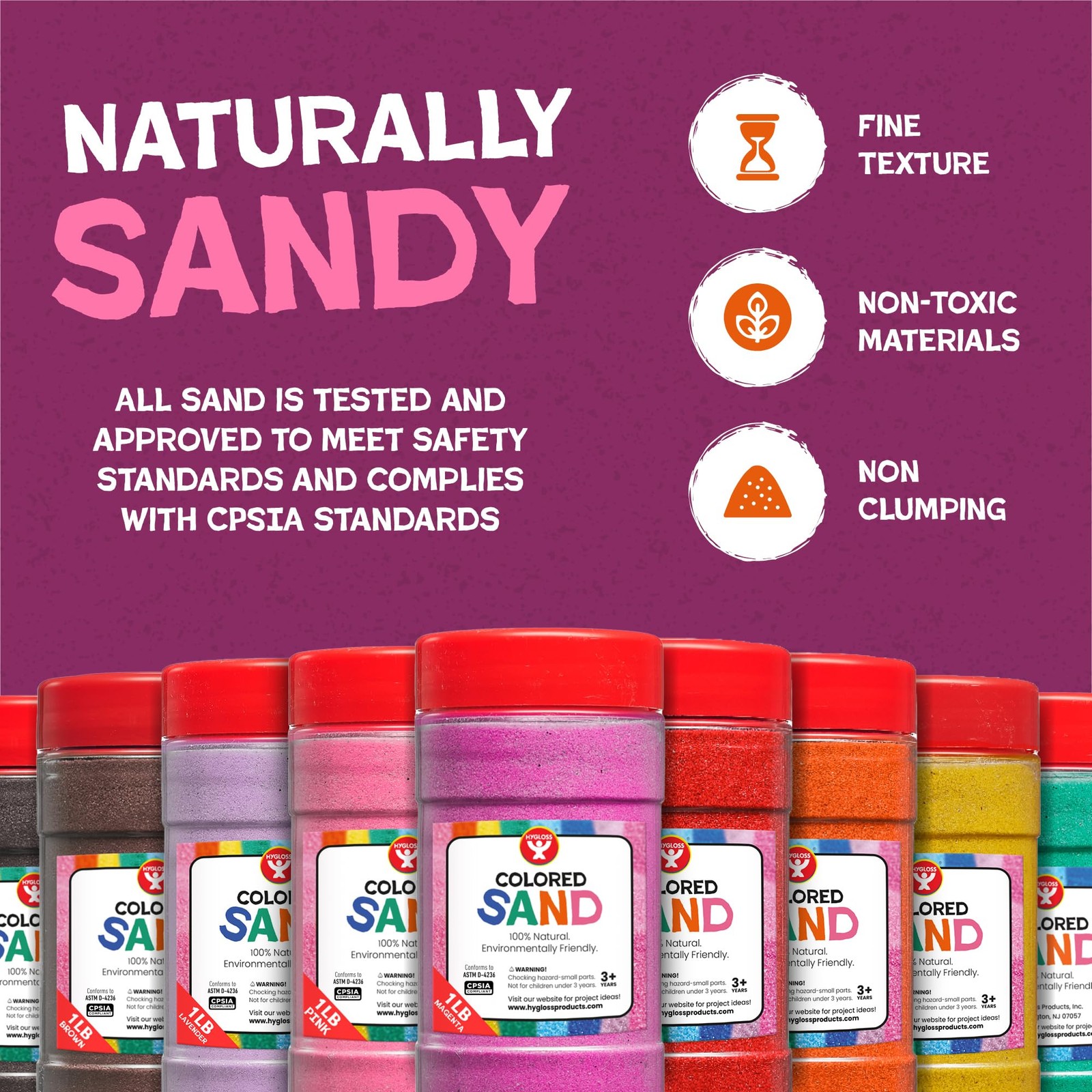 Colored Sand 15 lb Bottle Magenta Craft Art Sensory Play Hygloss 22711 Crafts