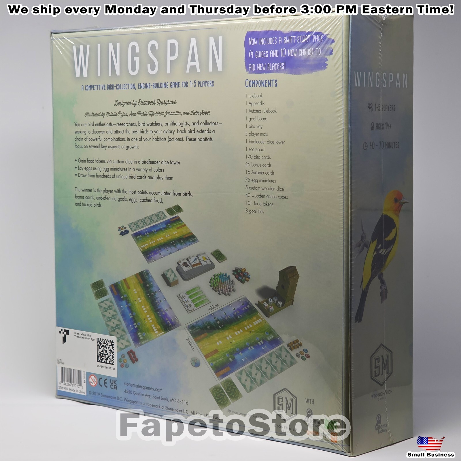Stonemaier Games – Wingspan Board Game Base – Strategy, STM910