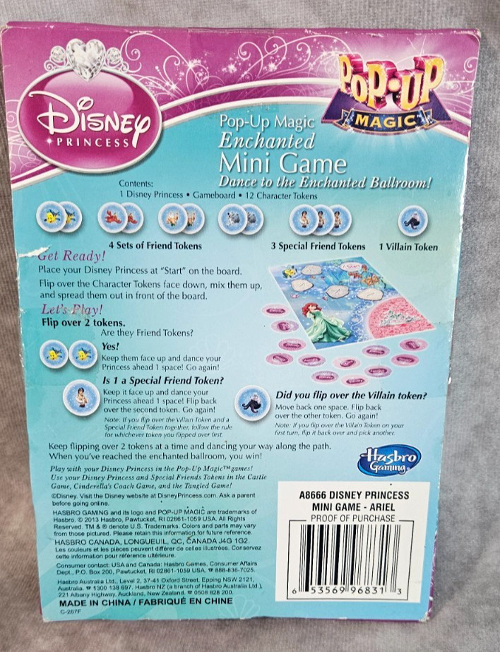 Hasbro Disney Princess ARIEL Pop-Up Magic Enchanted Mini Game NEW SEALED
