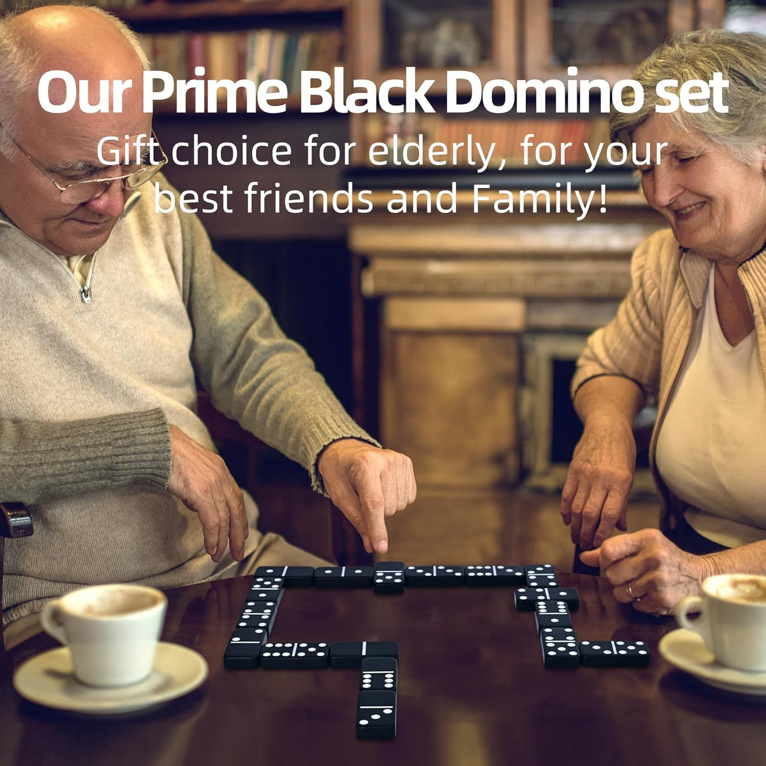 Dominos Set for Adults, Jumbo Size Black Dominoes for Classic Board Games