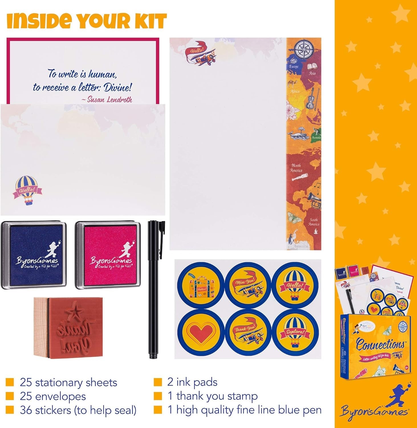 Byron’s Games Connections Letter Writing Kit For Kids New!