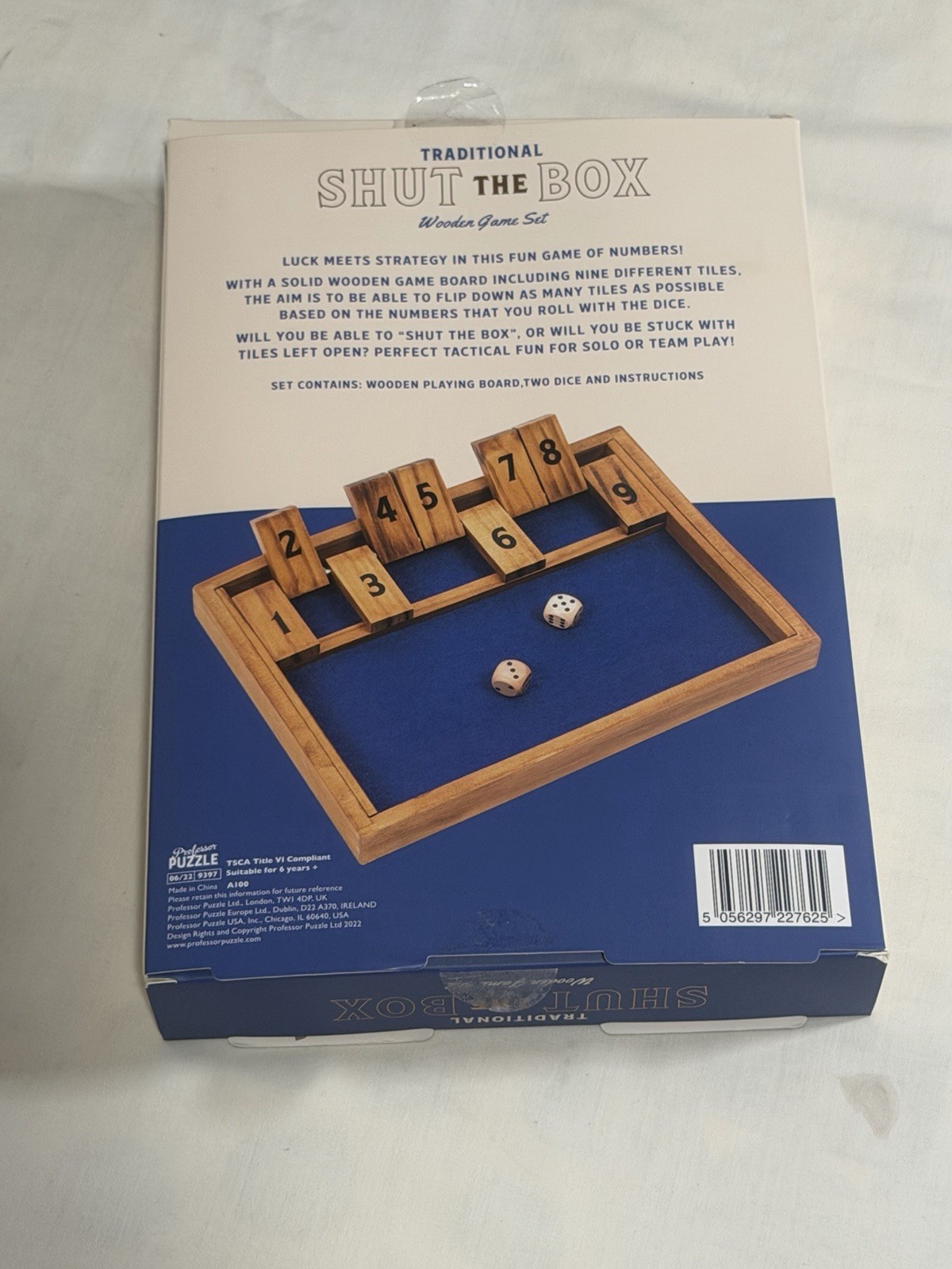 Traditional Shut The Box Wooden Game Set w/ Dice – Classic Family Board Game NEW