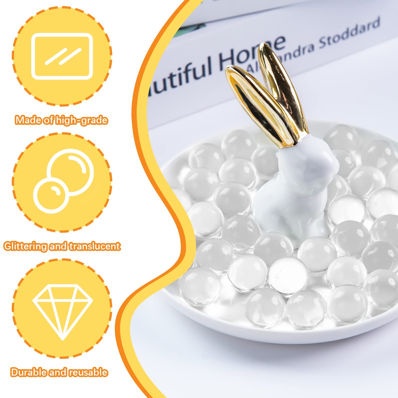 FUTUREPLUSX Clear Glass Marbles, 1LB Round Marble Beads Small,