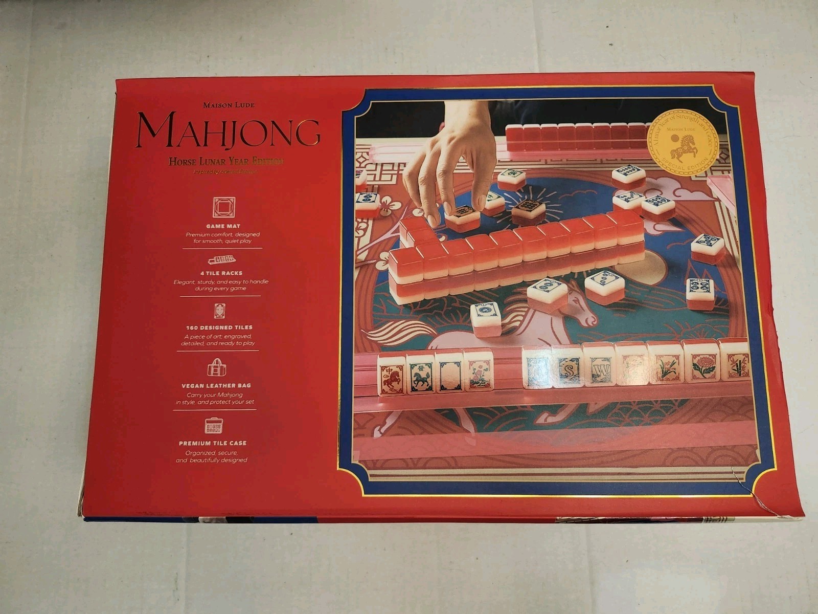 NEW Maison Lude Deluxe Acrylic HORSE LUNAR YEAR EDITION Mahjong Starter Set