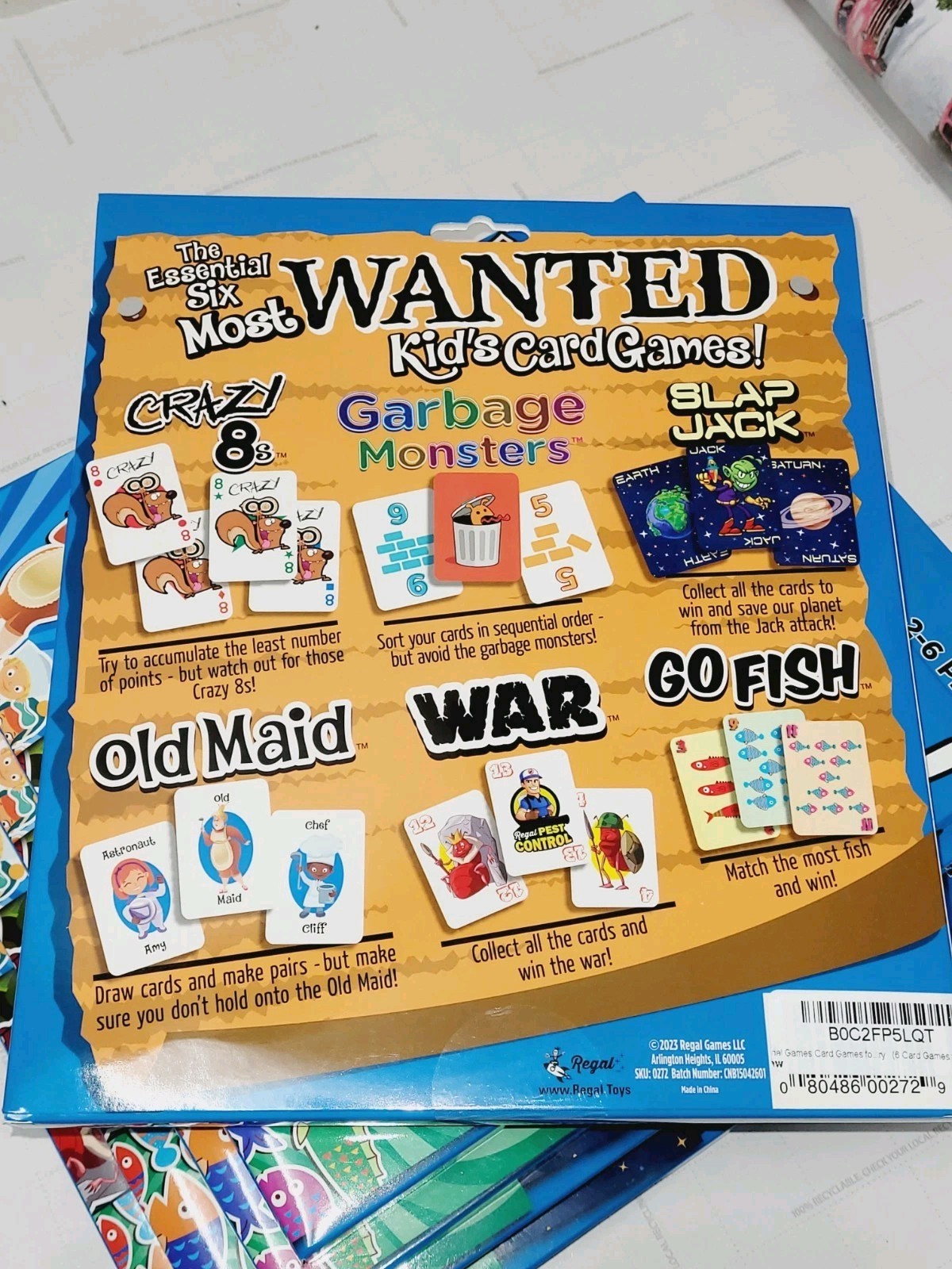 5 Pack Regal Games Card Games for Kids – Go Fish, Crazy 8’s, Old Maid, Slap Jack