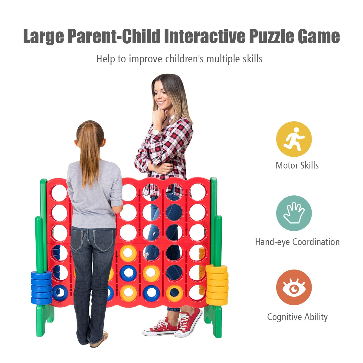 Jumbo 4-to-Score 4 in A Row Giant Game Set Kit Adults Kids Family Indoor Outdoor