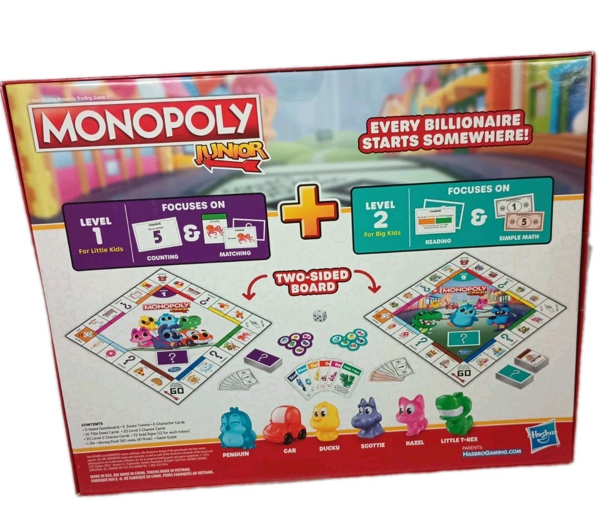 Monopoly Junior Board Game, 2-Sided Gameboard, 2 Games in 1, Monopoly By Hasbro