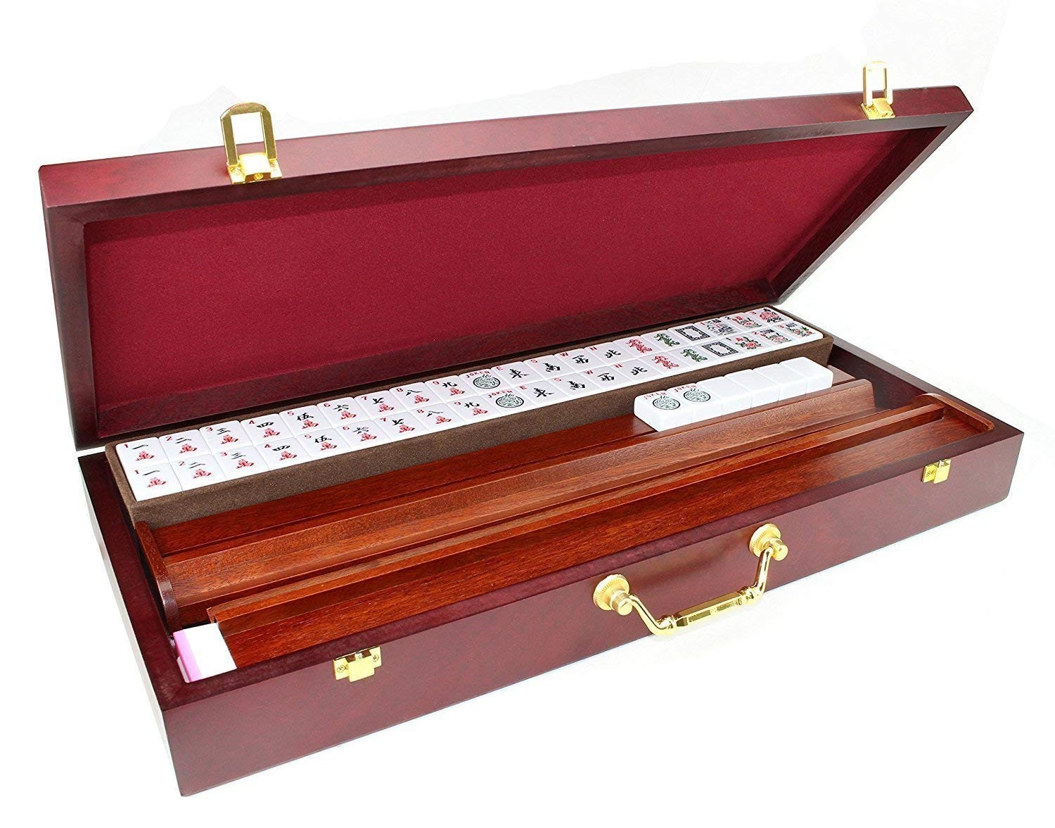 usamjtable American Mahjong Set 166 Tiles Wooden Tile Rack and Pusher (Wood C…