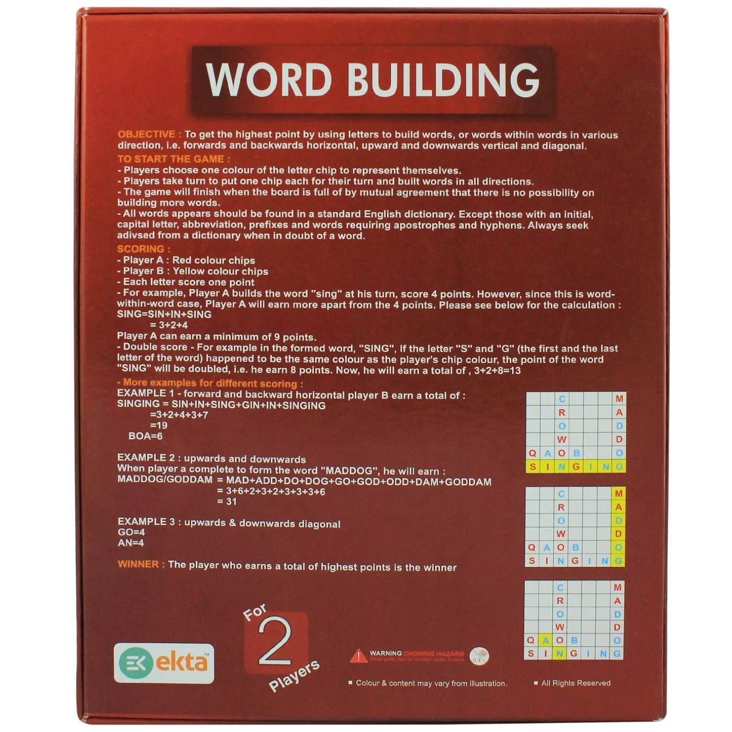 Word Building Game Boys & Girls Education Sports Play Game Birthday Gifts