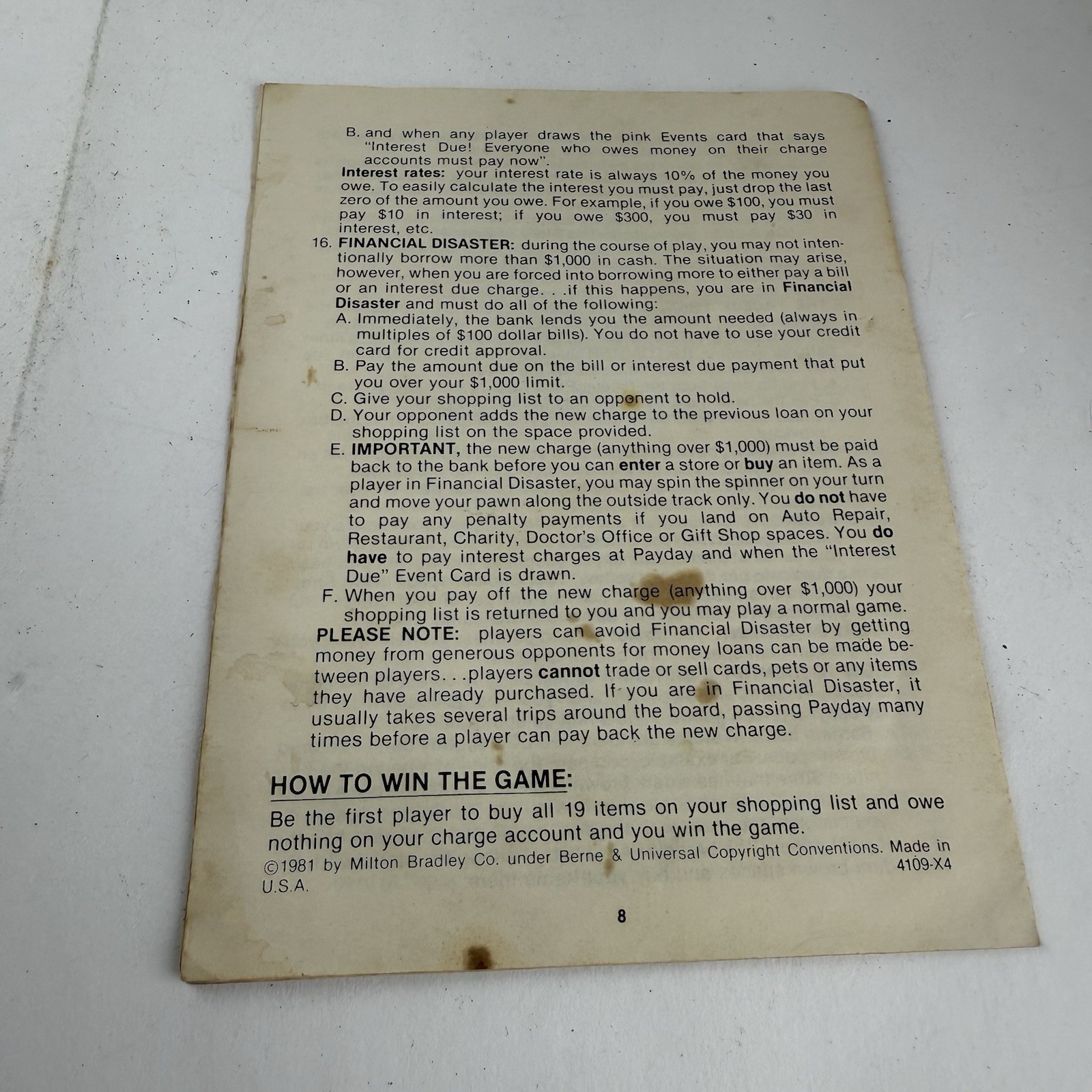 Vintage Bargain Hunter Board Game Replacement Instruction Manual ONLY