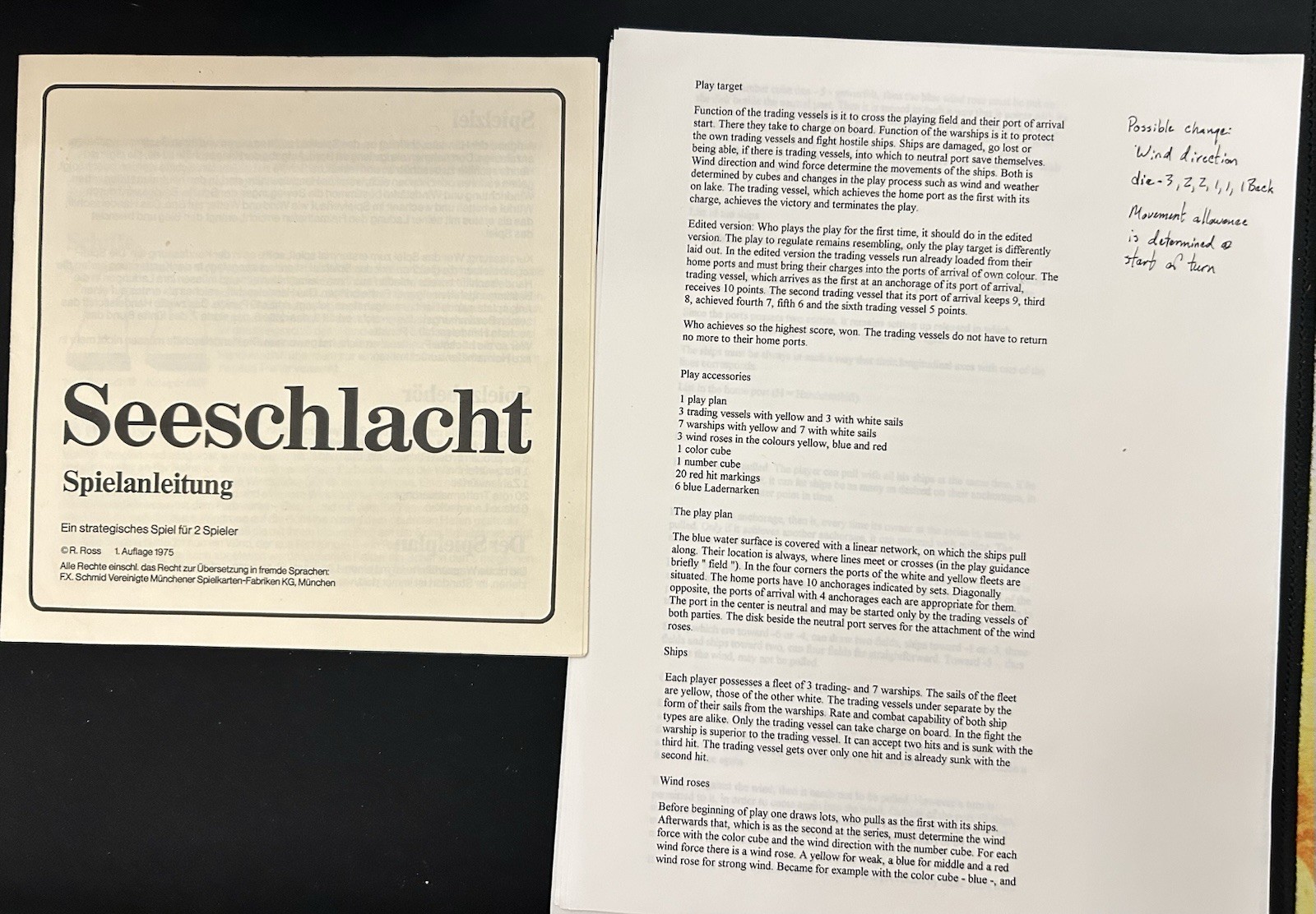 Seeschlacht Board Game (Battle at Sea, German Ed) With English Translated Rules