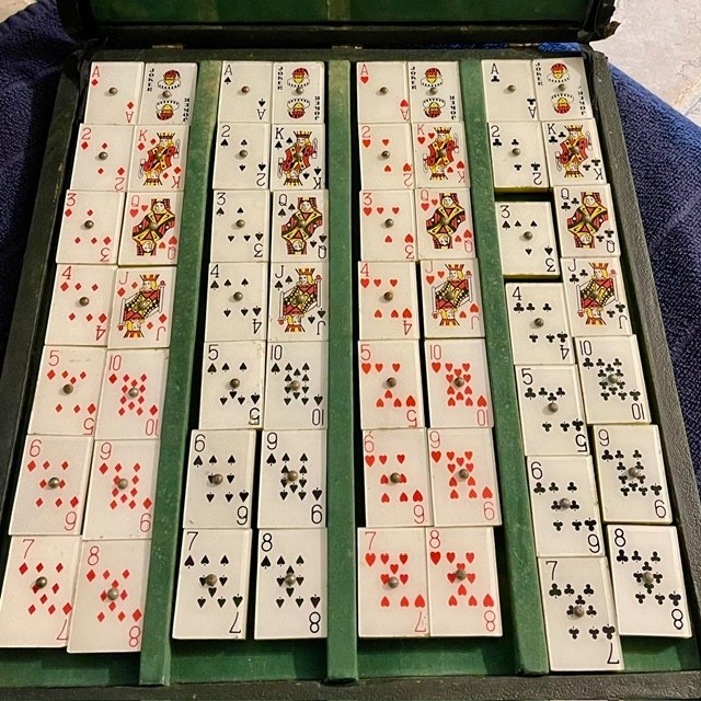 Vintage Three-Layer Poker Dominoes With Spinners in Original Case