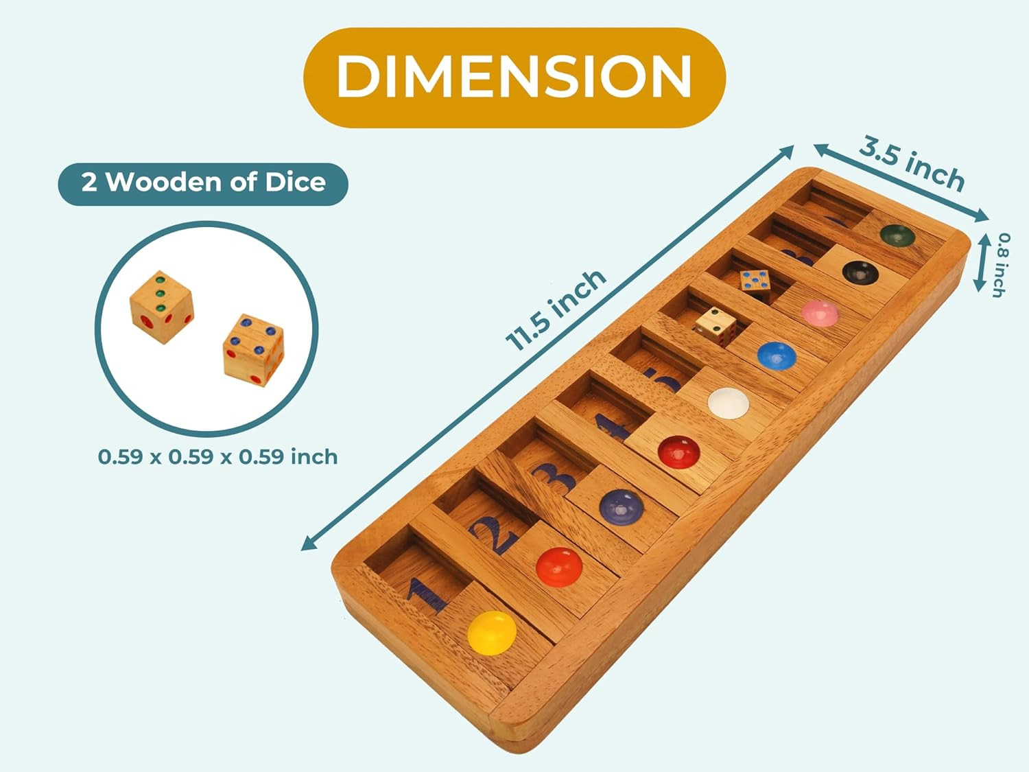 Shut the Box Board Games with Math Kids Player Wooden Box of Brain Teaser Puz…