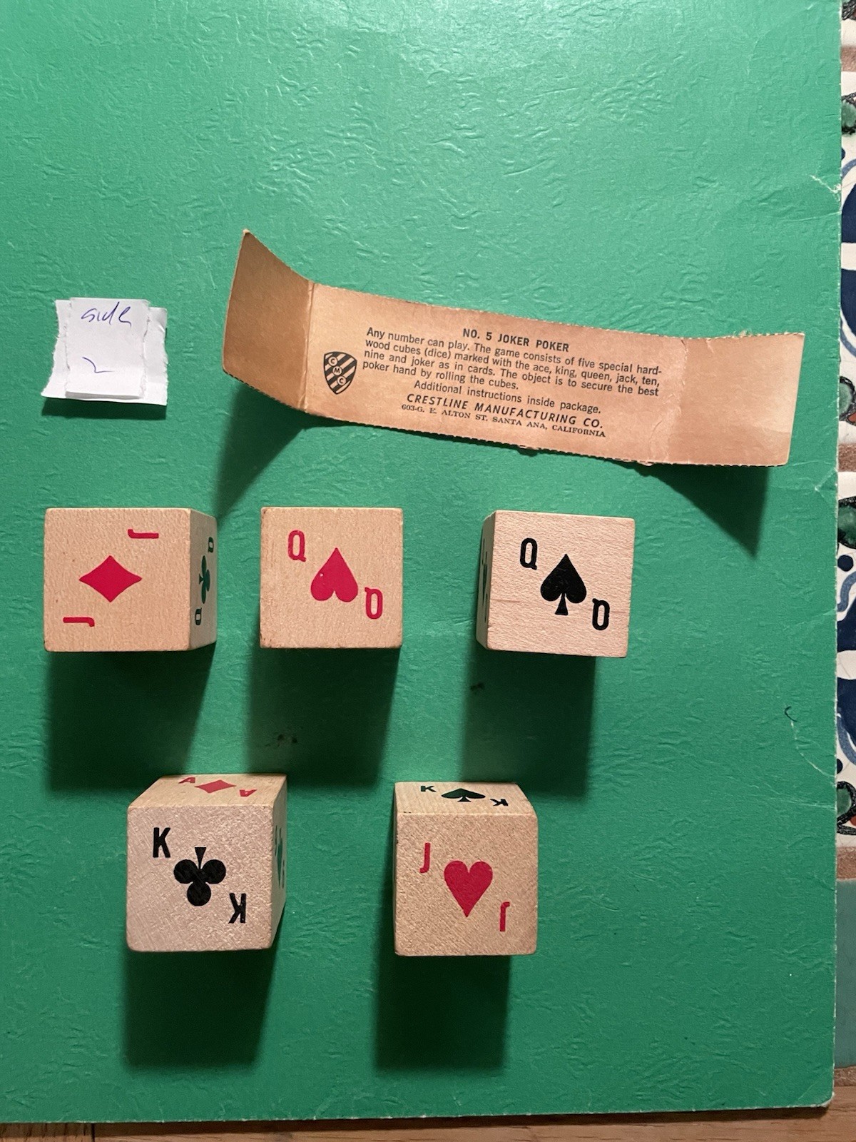 Joker Poker , Vintage Wooden Dice Game. Old No. 5 Joker Poker. Free Ship !!