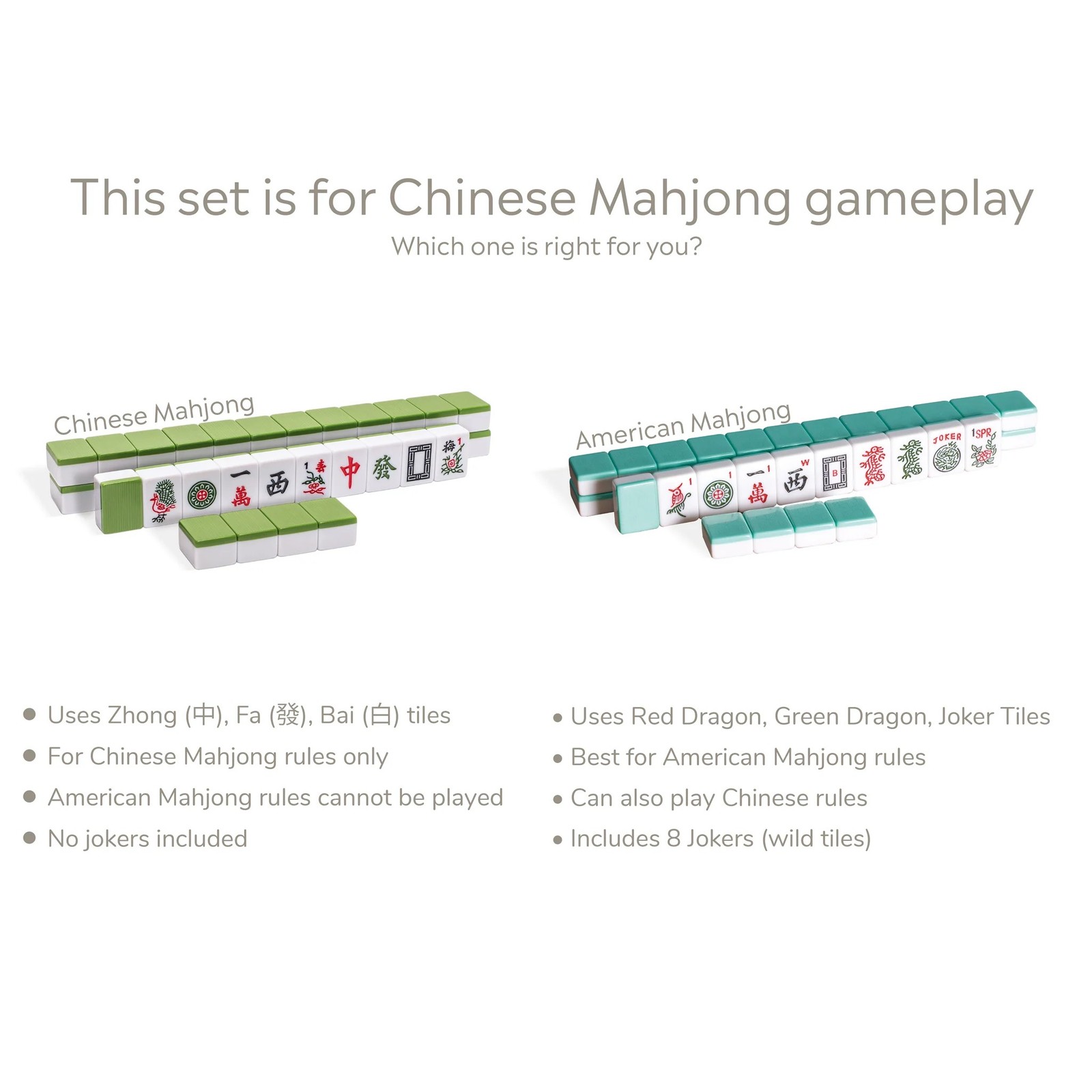 Professional Chinese Mahjong Green Bamboo Happiness 146-Tile Set FX-CM004 New