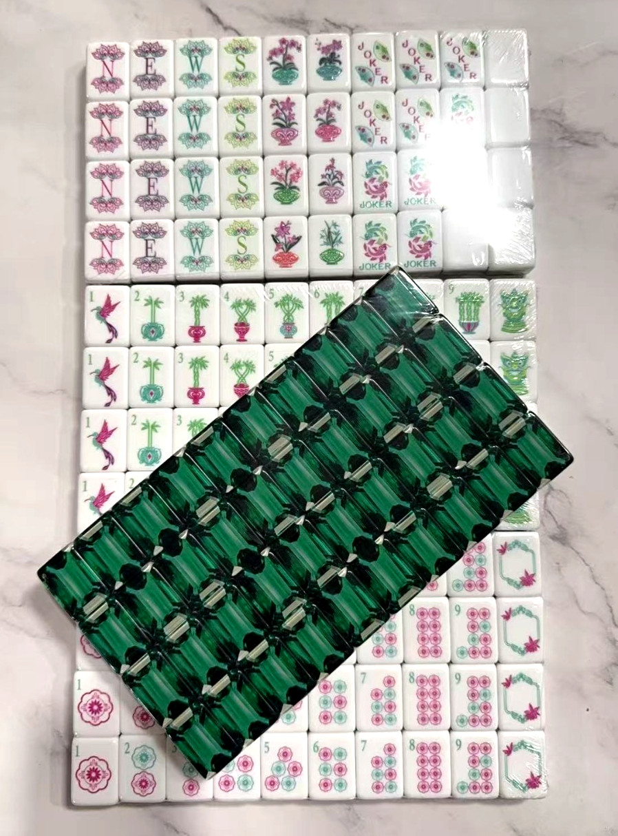 American Mahjong Game Set, 160 Layered Mah Jong Tiles Party Emerald (1S-6-3 (02