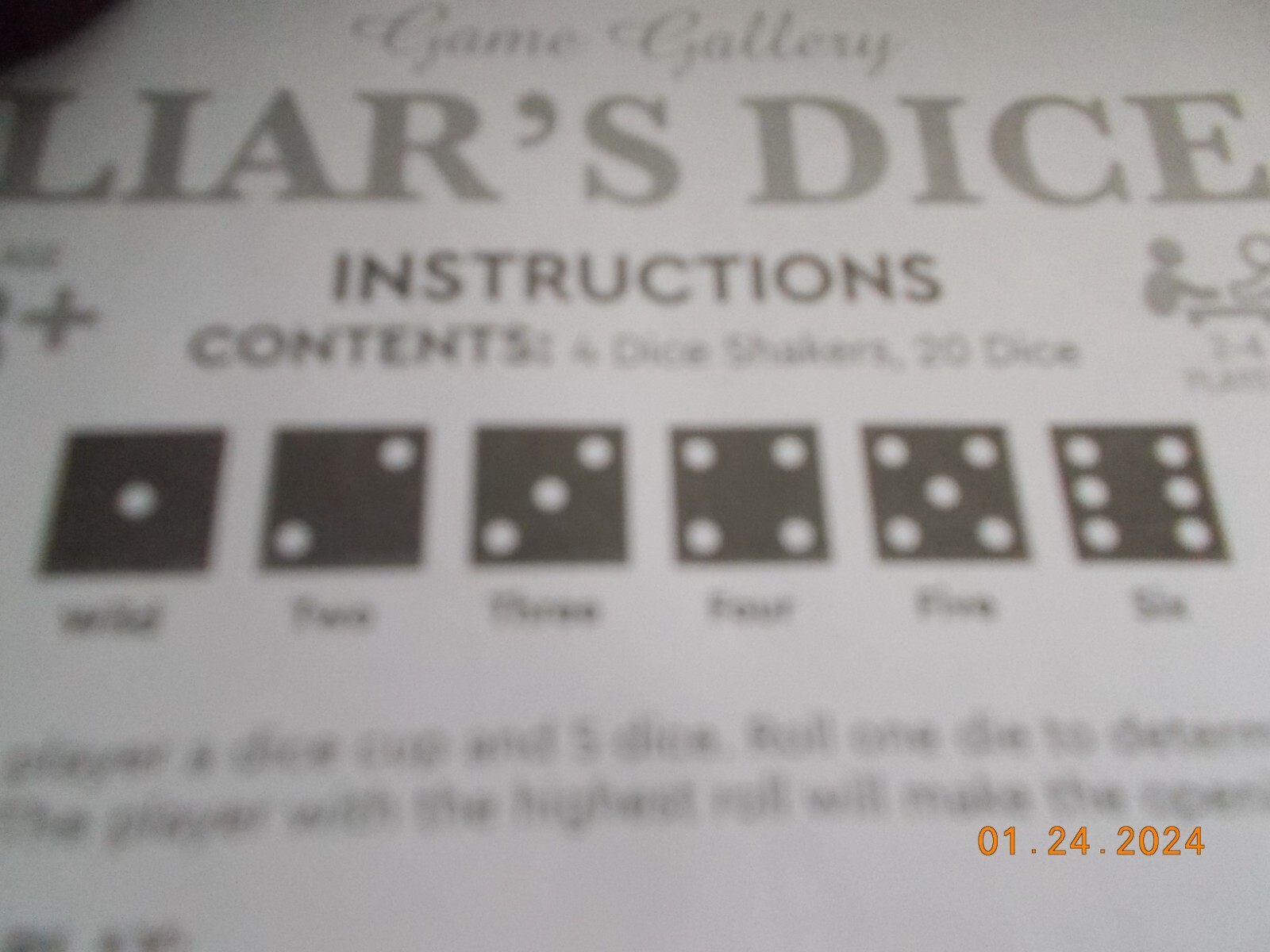 Liar’s Dice Game, Complete in Box, Excellent