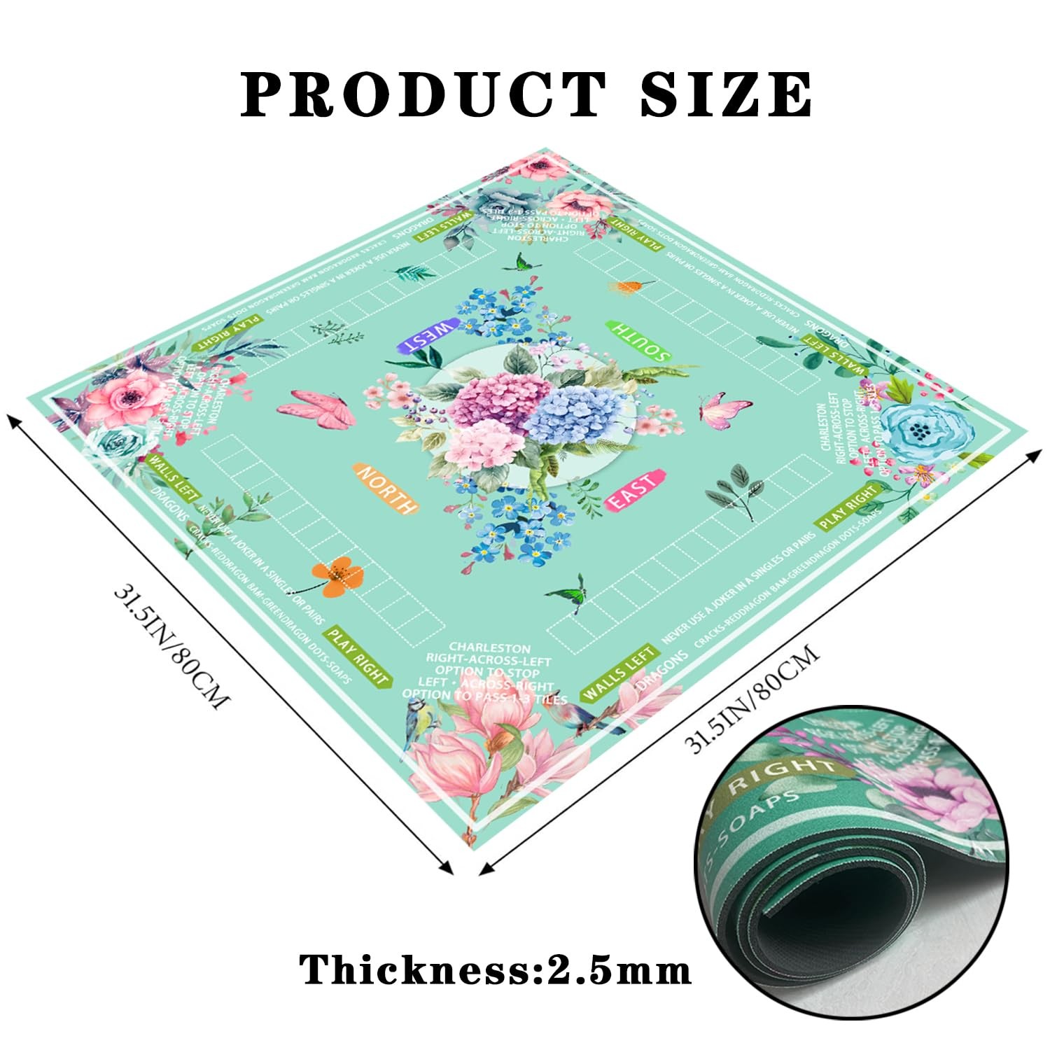 American Mahjong Table Cloth Drawstring Bag 31.5 Inch Mat Cover Protection
