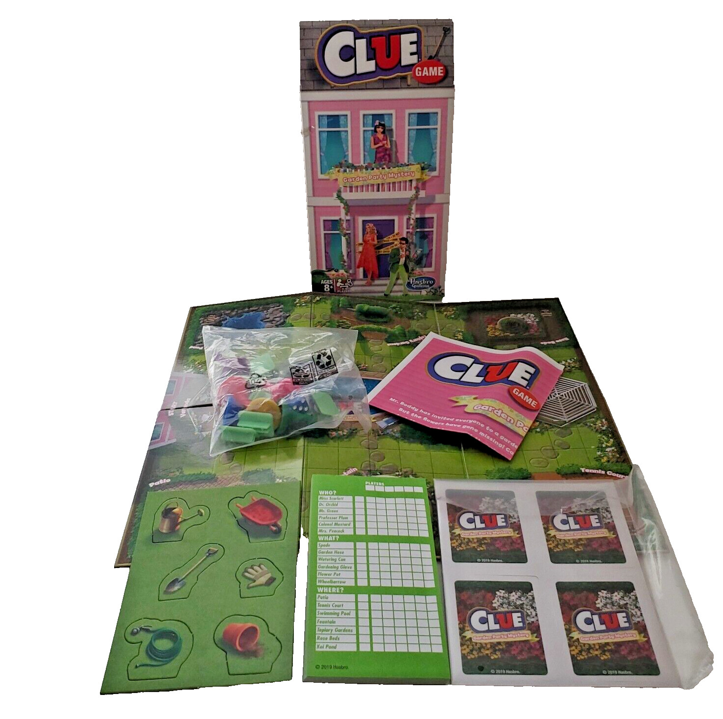 Clue Garden Party Mystery Game Hasbro COMPLETE Roses Flower Floral Theme