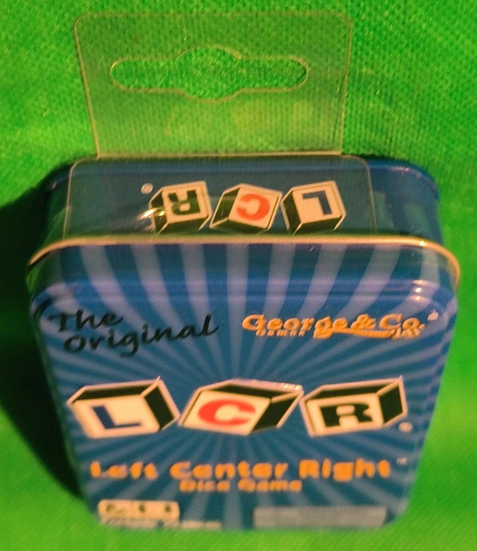 Left Center Right Dice Game Blue LCR Tin Box Family Strategy Easy NEW AND SEALED