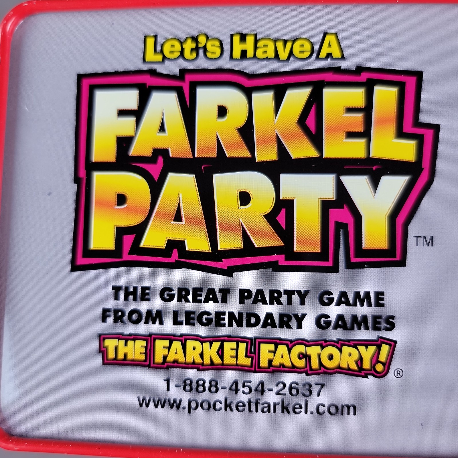 Farkel Party Dice Game Complete w. score cards & instructions original metal box