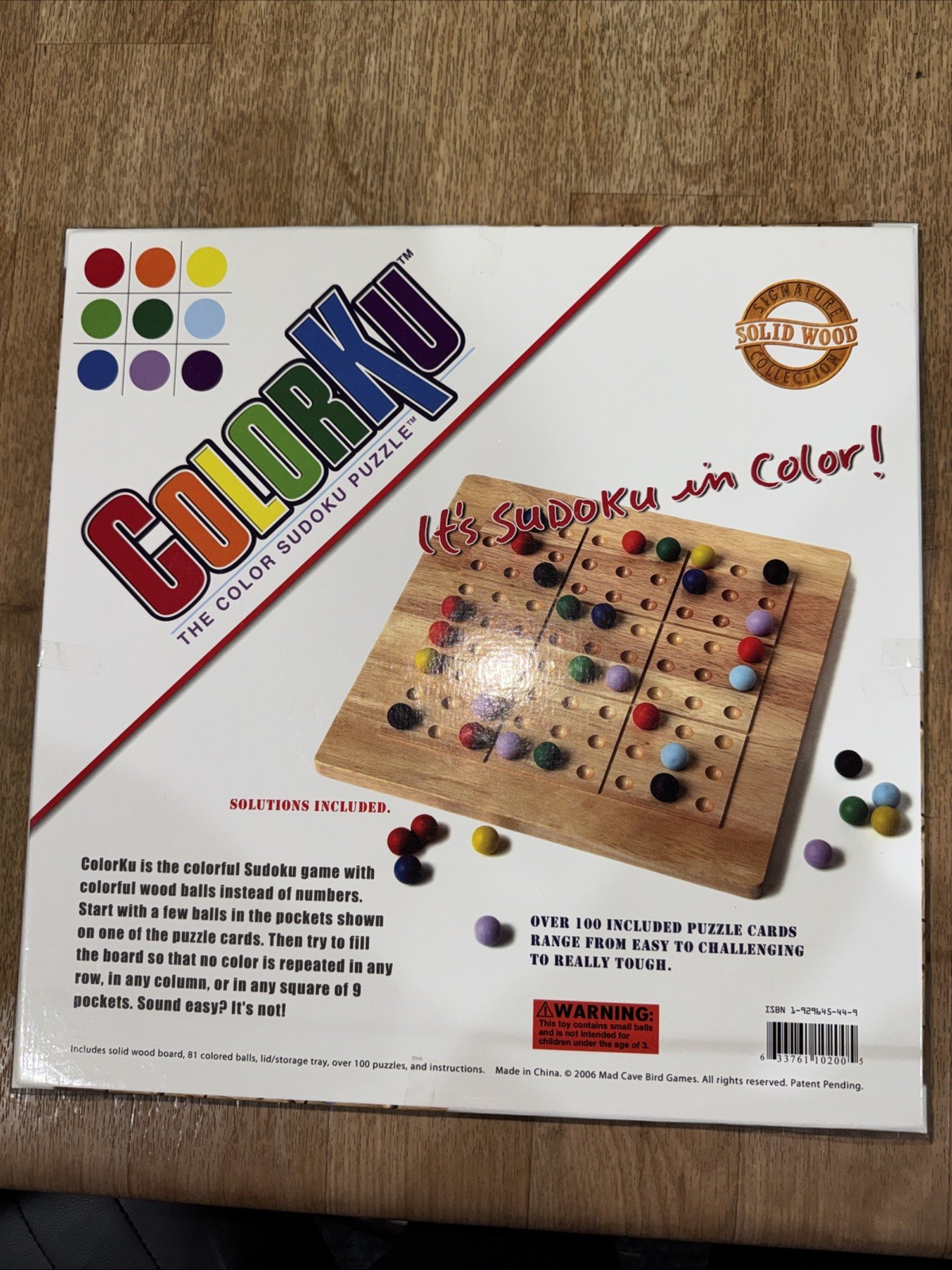 Colorku Game Color Sudoku Puzzle Solid Wood Wooden Board Wood Ball NEW SEALED