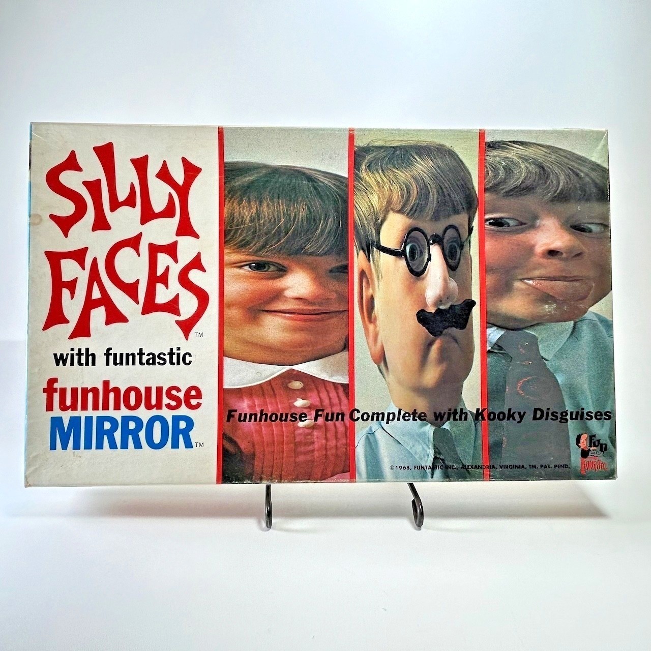 1968 Silly Faces Toy Funhouse Mirror Mustache Original Box Directions Fantastic