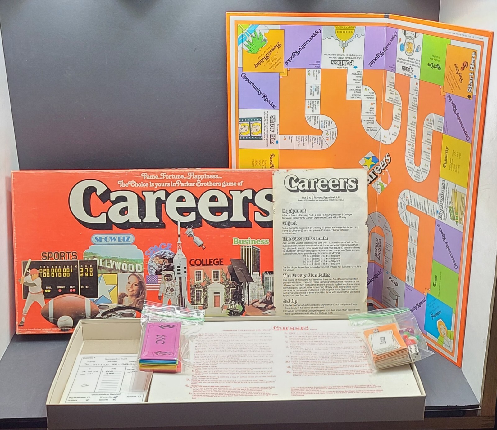 Vintage 1979 “Careers” Family Board Game Parker Brothers Fame Fortune Happiness