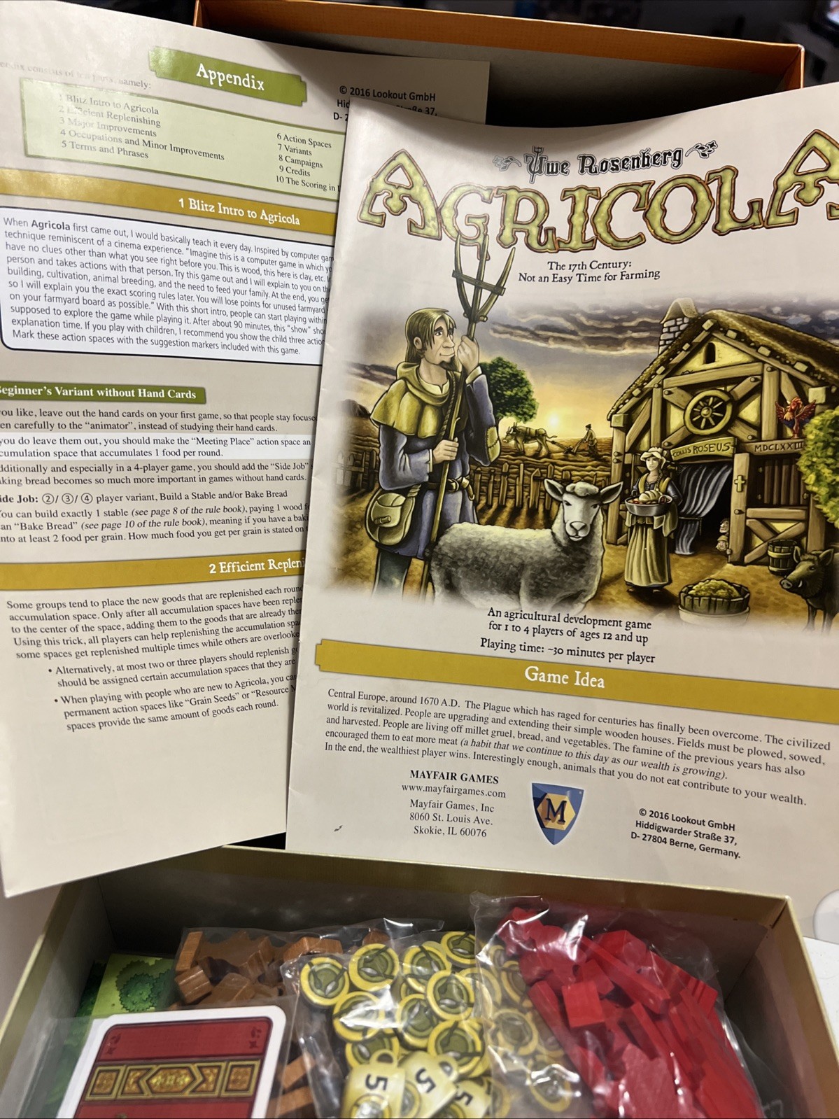 Agricola Board Game 3515 2016 Mayfair Games Complete Excellent Used 2016