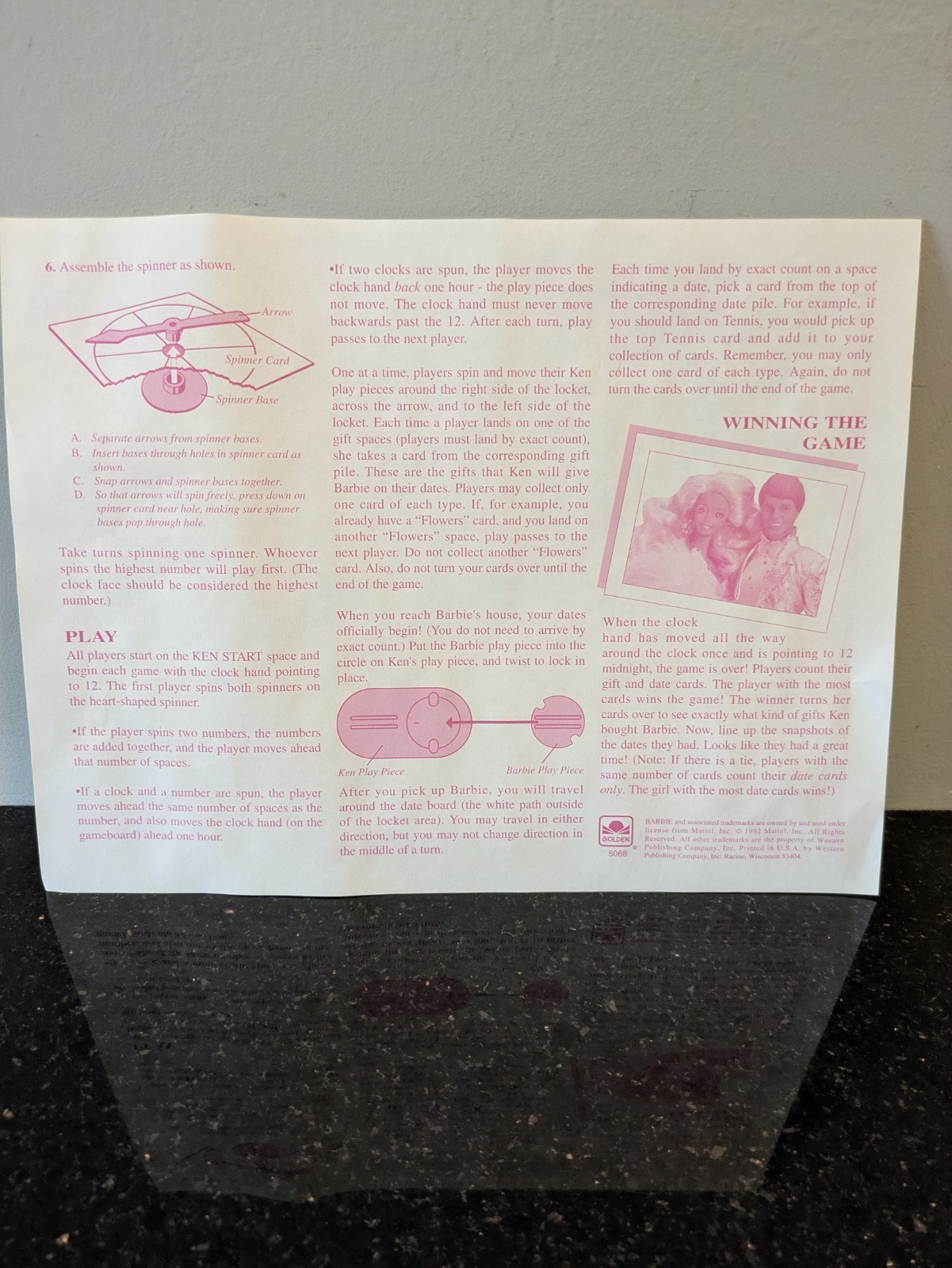 1992 Barbie DREAM DATE Board Game Brand. great for collectors! See Description.