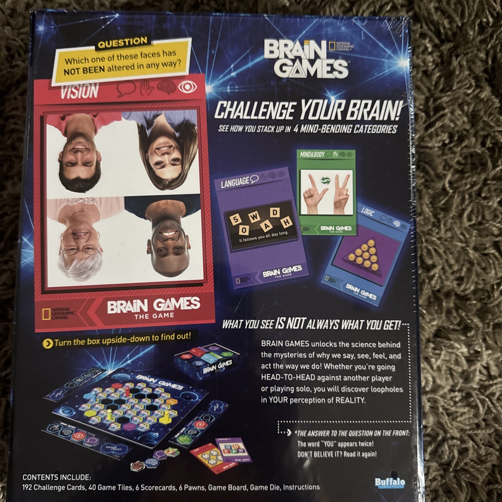 National Geographic Brain Games Board Game 192 Challenge Cards Ages 14+